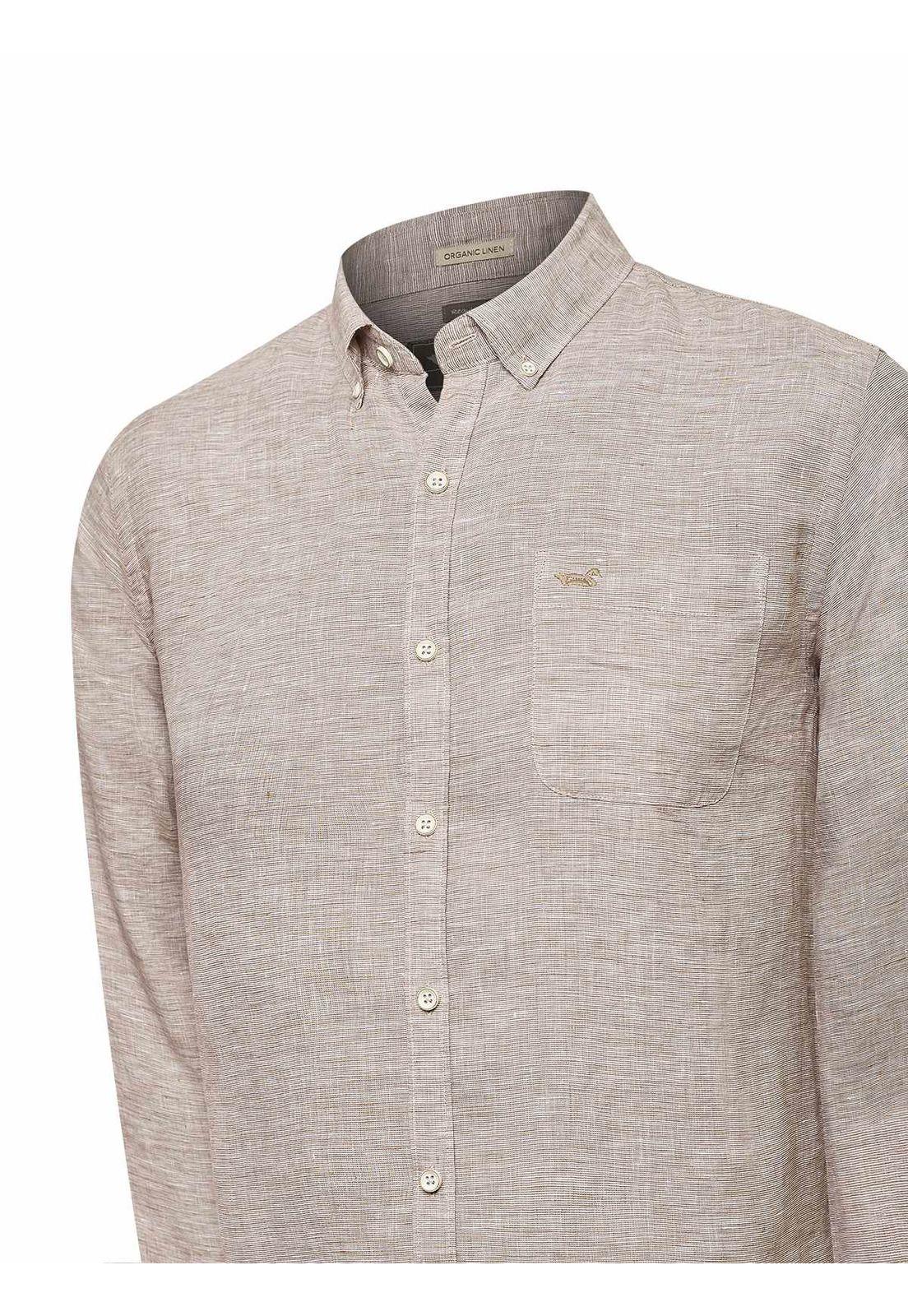 Camisa Lino Orgánico Hombre Linentex Café-3