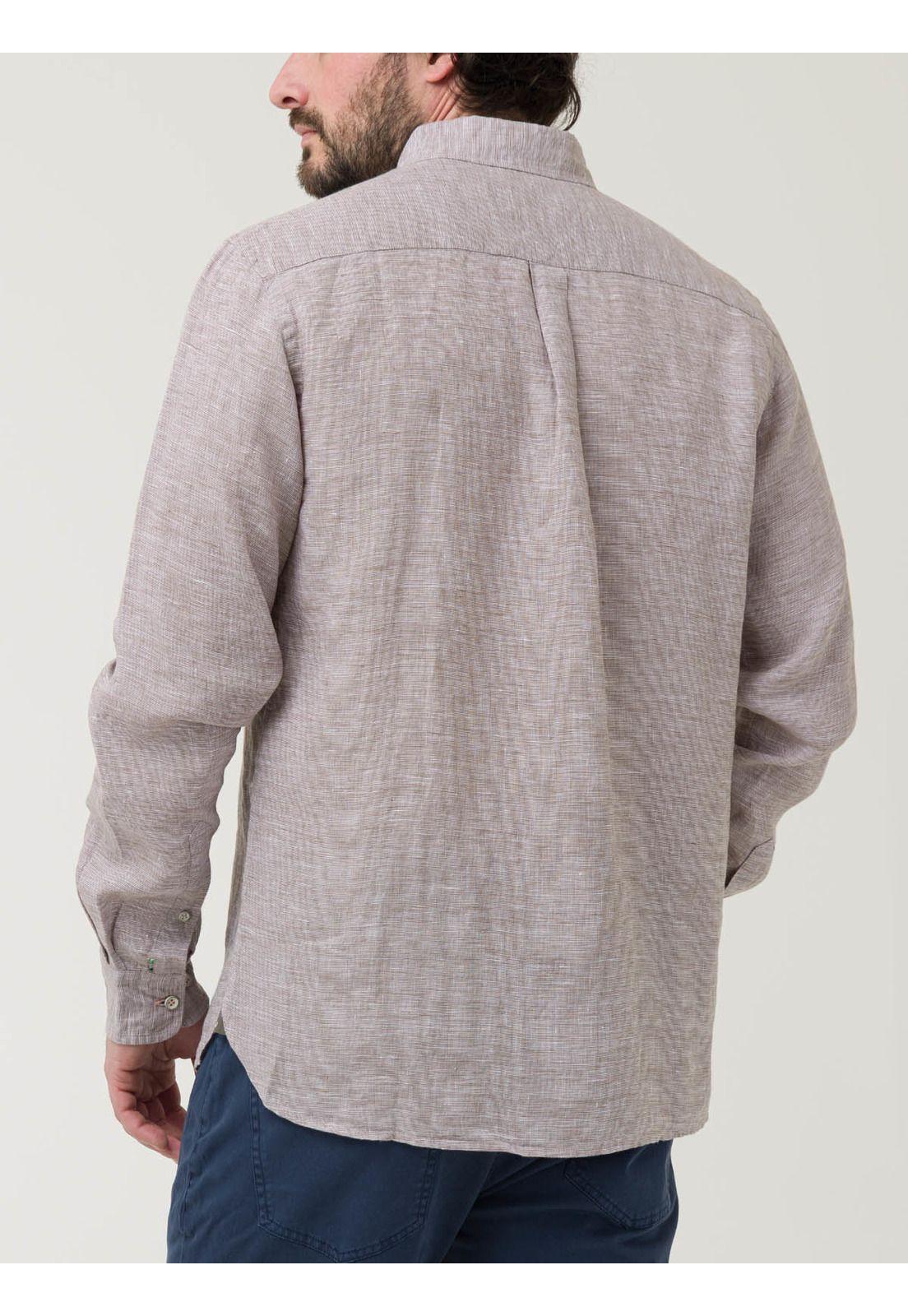 Camisa Lino Orgánico Hombre Linentex Café-5