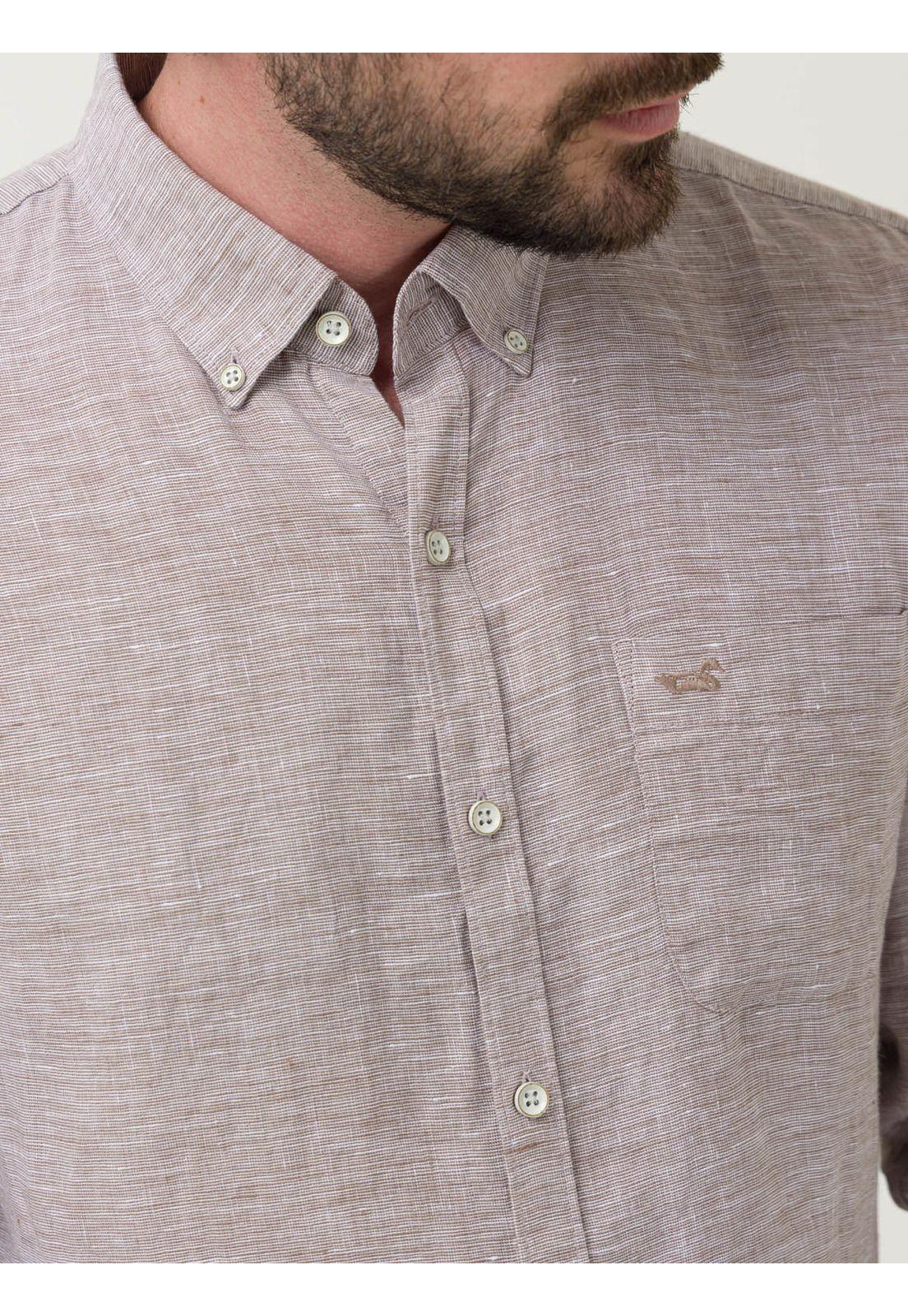Camisa Lino Orgánico Hombre Linentex Café-6