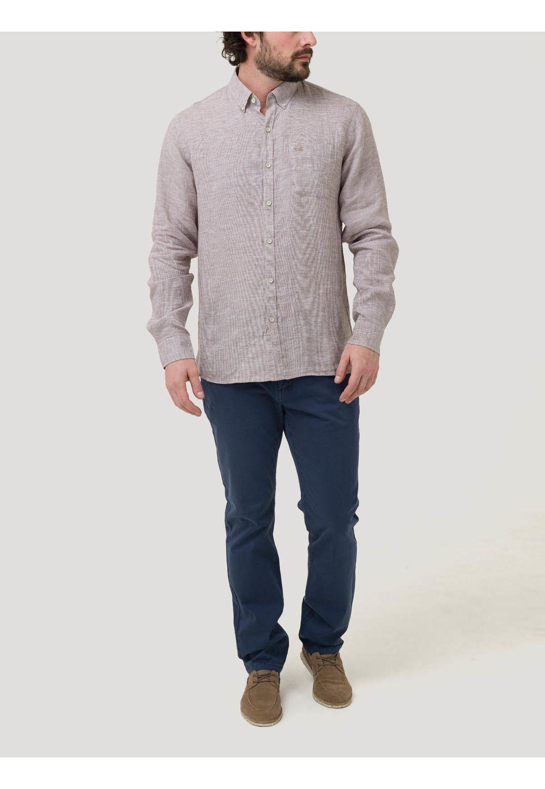 Camisa Lino Orgánico Hombre Linentex Café-7