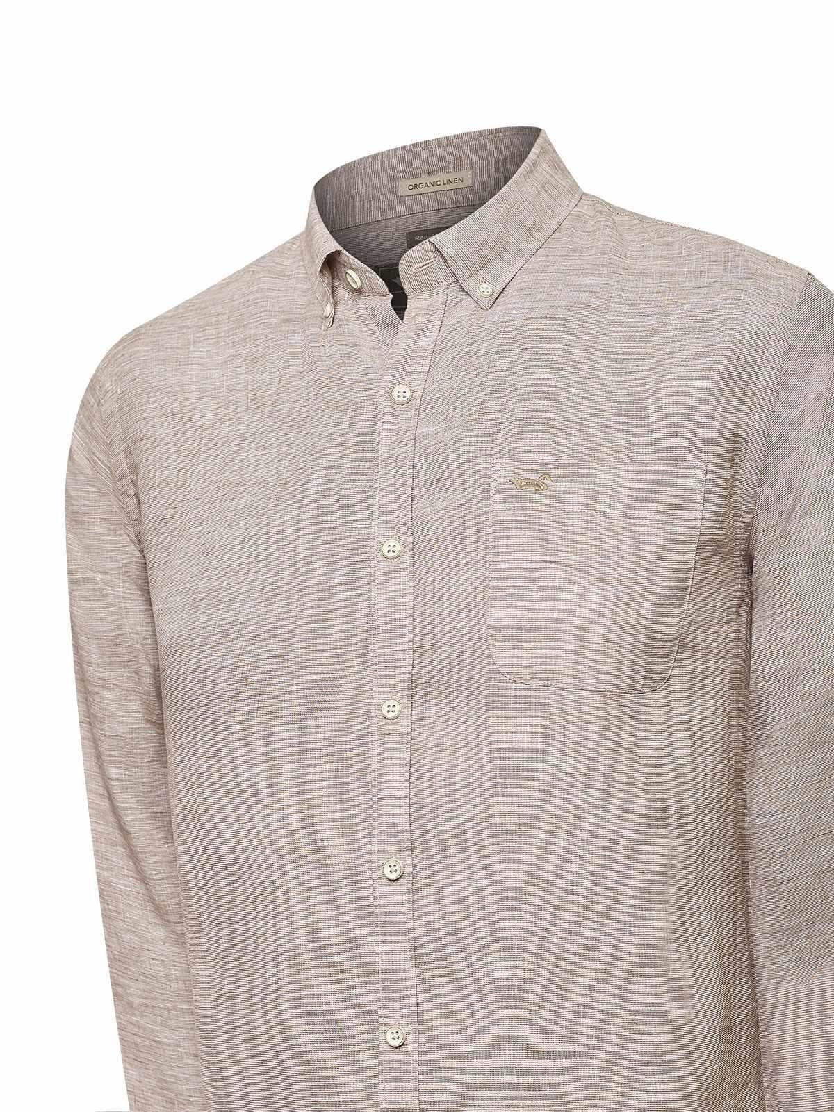 Camisa Lino Orgánico Hombre Linentex Café-3