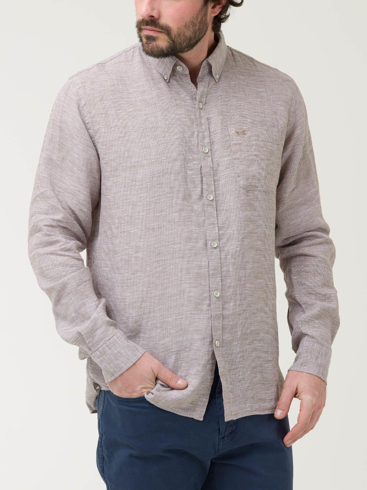 Camisa Lino Orgánico Hombre Linentex Café-4