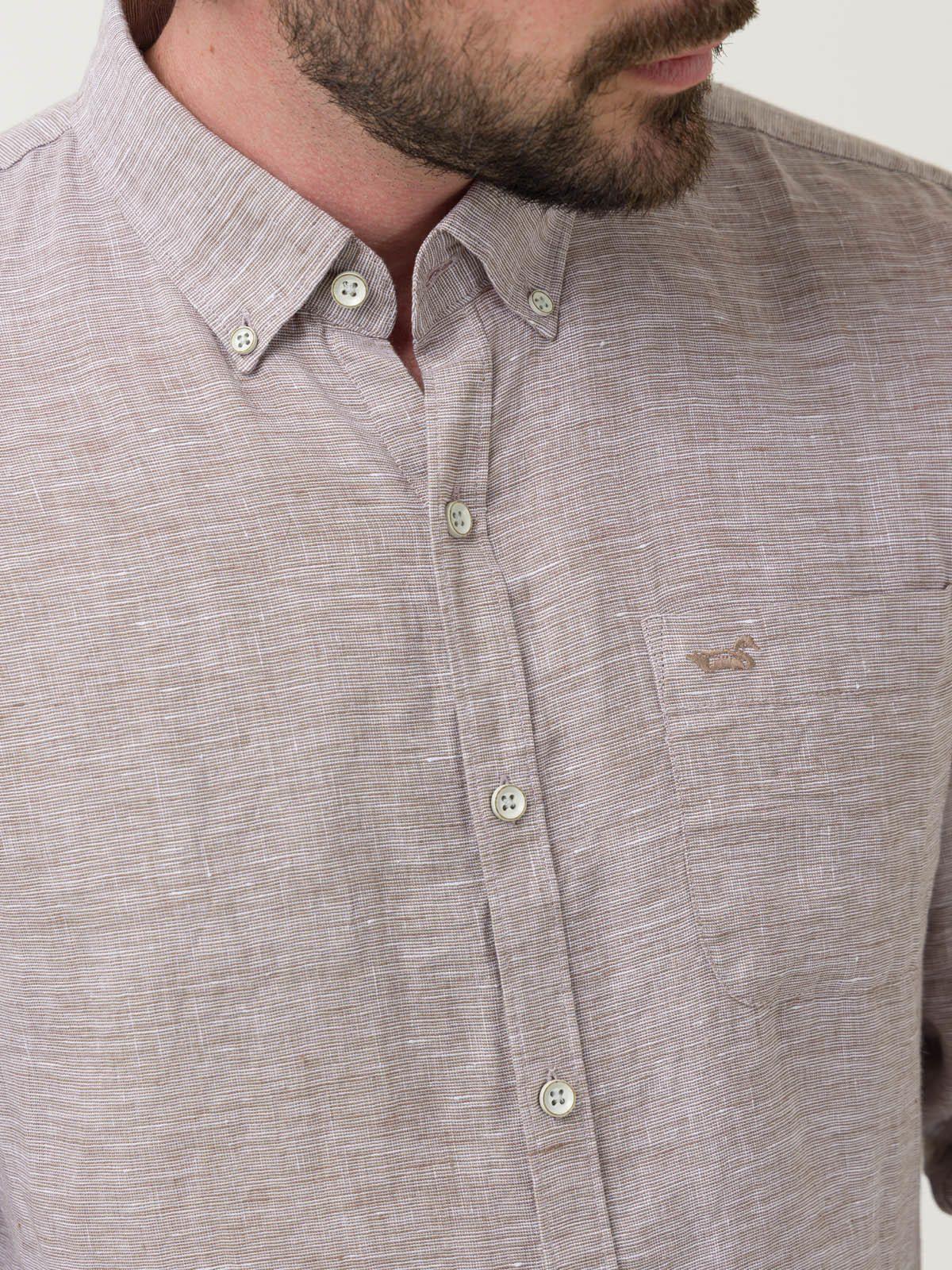 Camisa Lino Orgánico Hombre Linentex Café-6