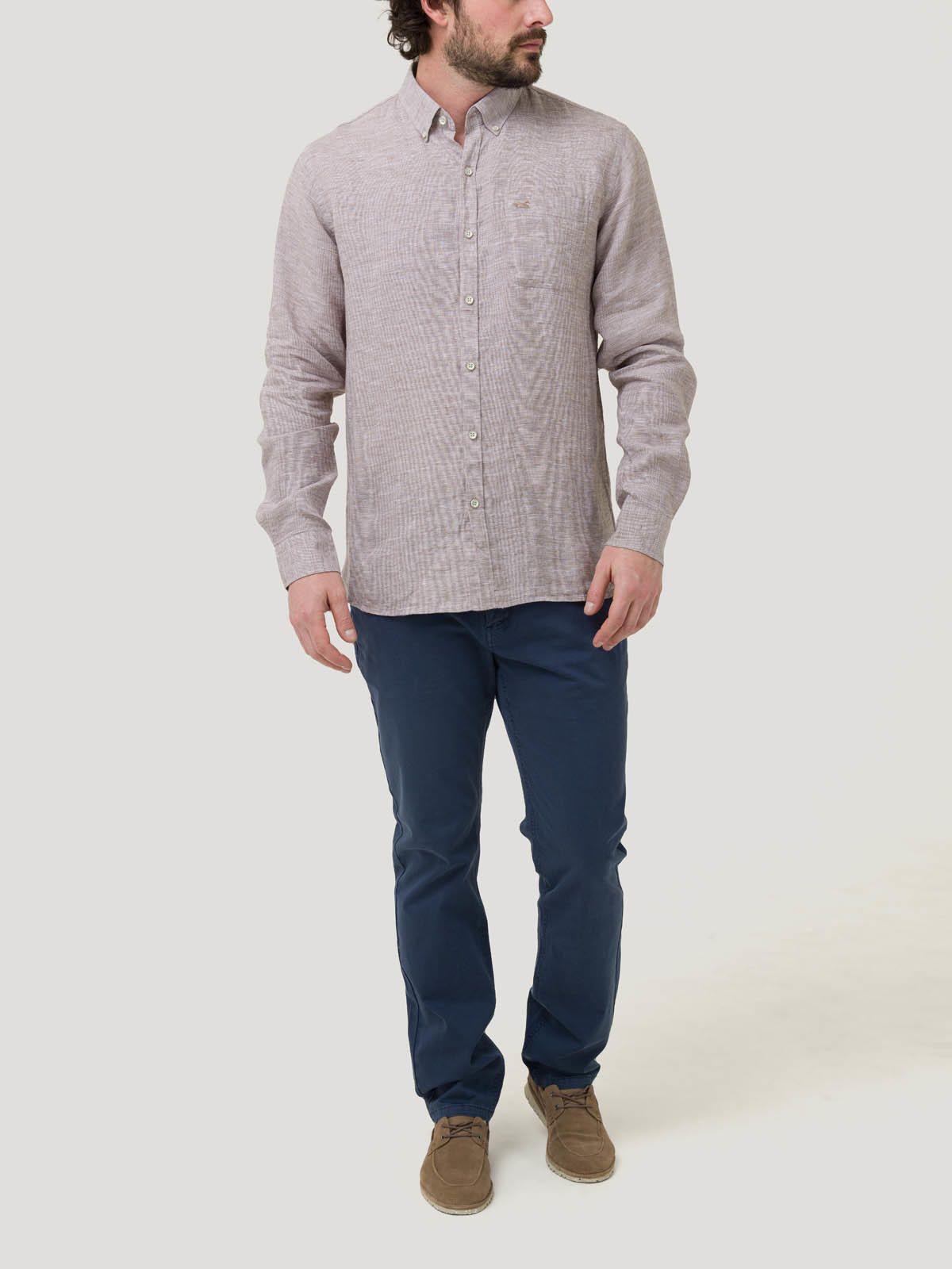 Camisa Lino Orgánico Hombre Linentex Café-7