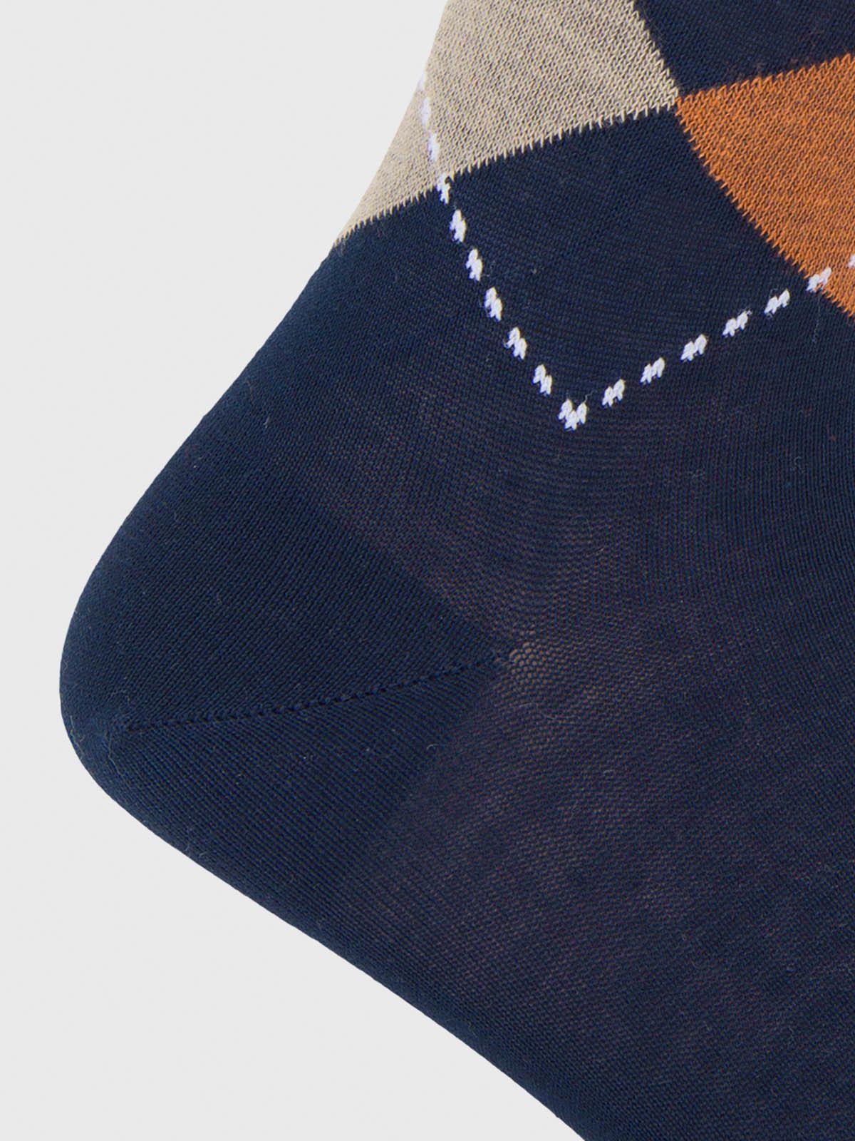 Calcetin Algodón Hombre D Rombos Azul-2