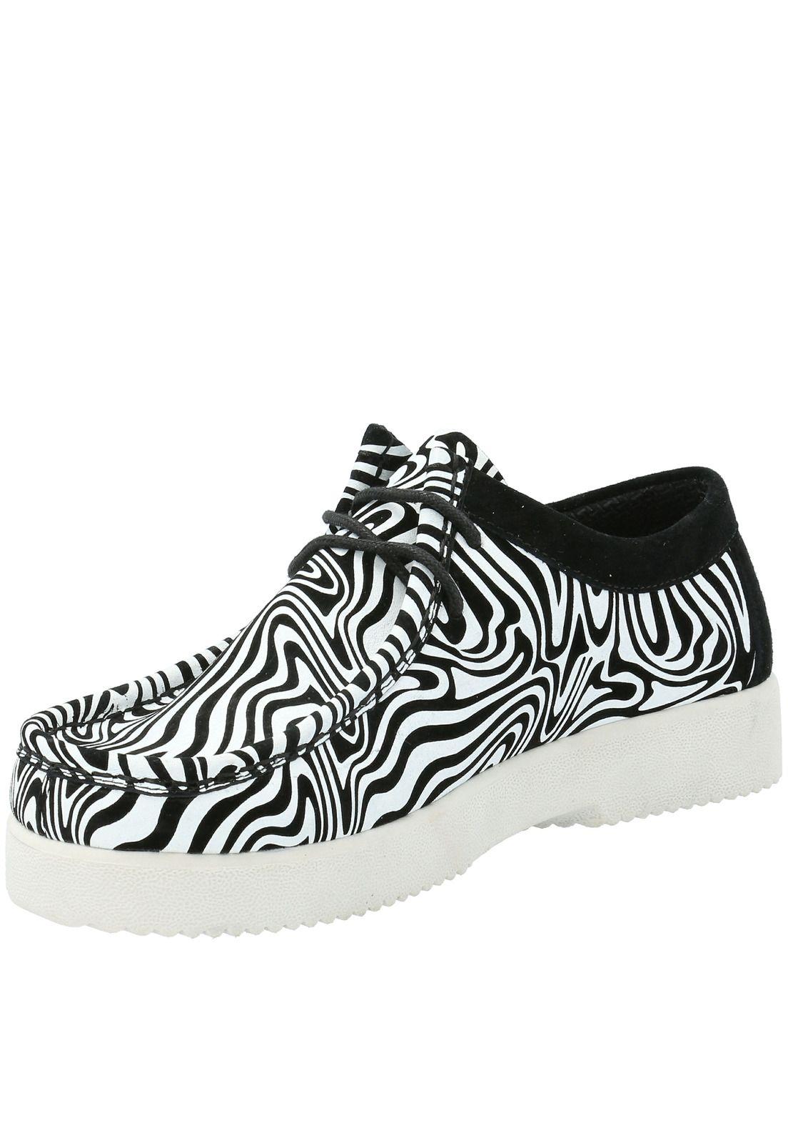 Zapato Cuero Mujer Navajo Psicodélic Negro-3