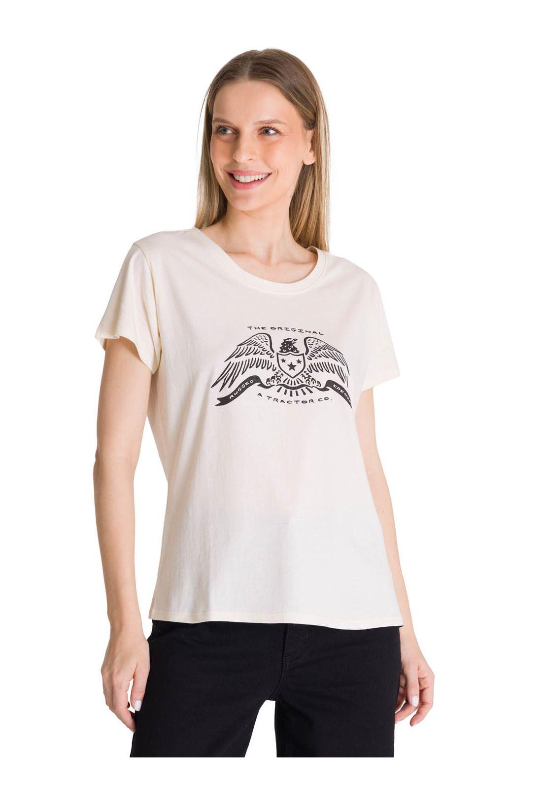 Polera Manga Corta Mujer Crew Diseño Blanco-0