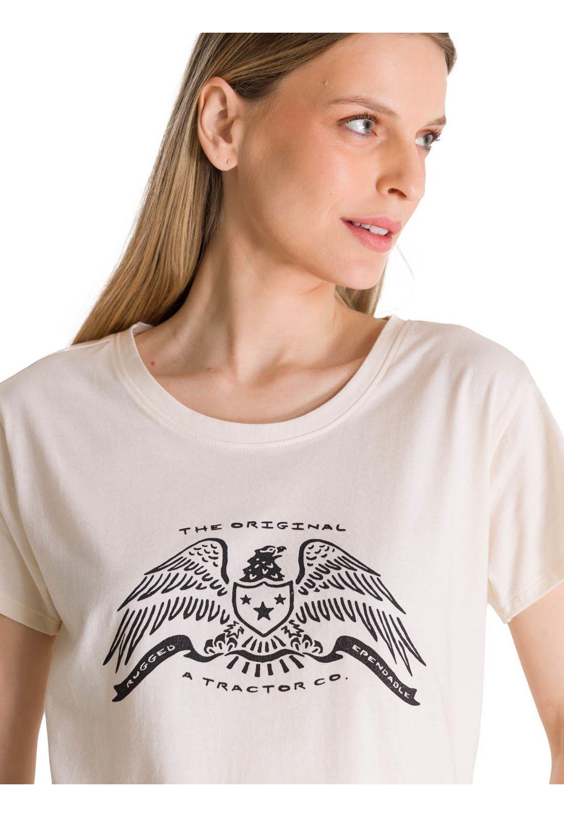 Polera Manga Corta Mujer Crew Diseño Blanco-4