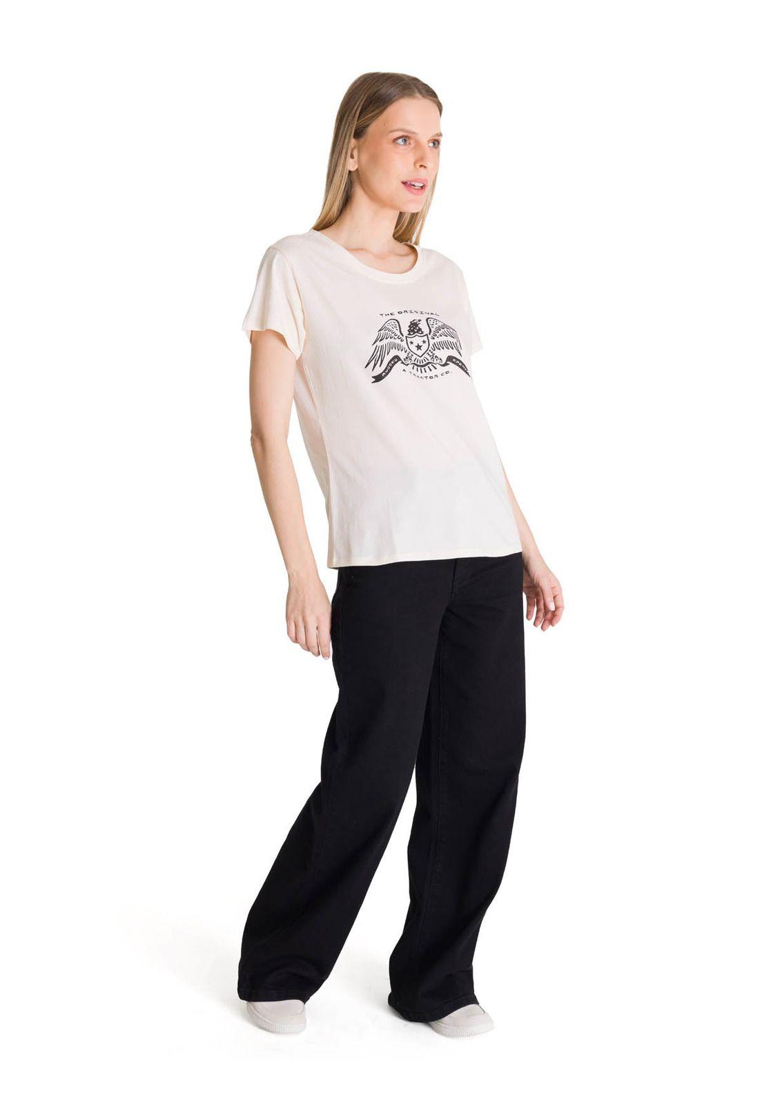 Polera Manga Corta Mujer Crew Diseño Blanco-5