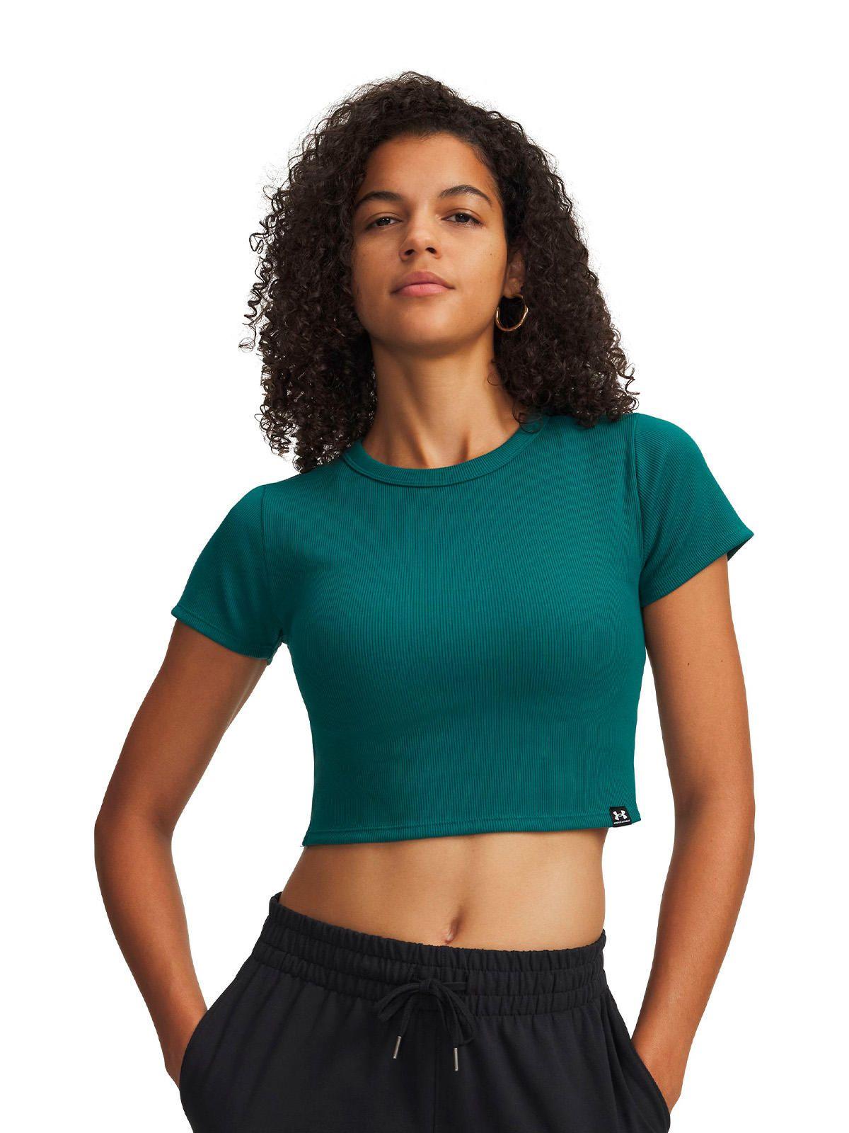 Polera M/C UA Rival Rib Baby Verde Mujer-0