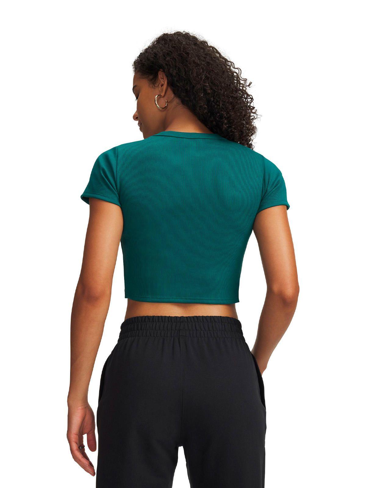Polera M/C UA Rival Rib Baby Verde Mujer-1