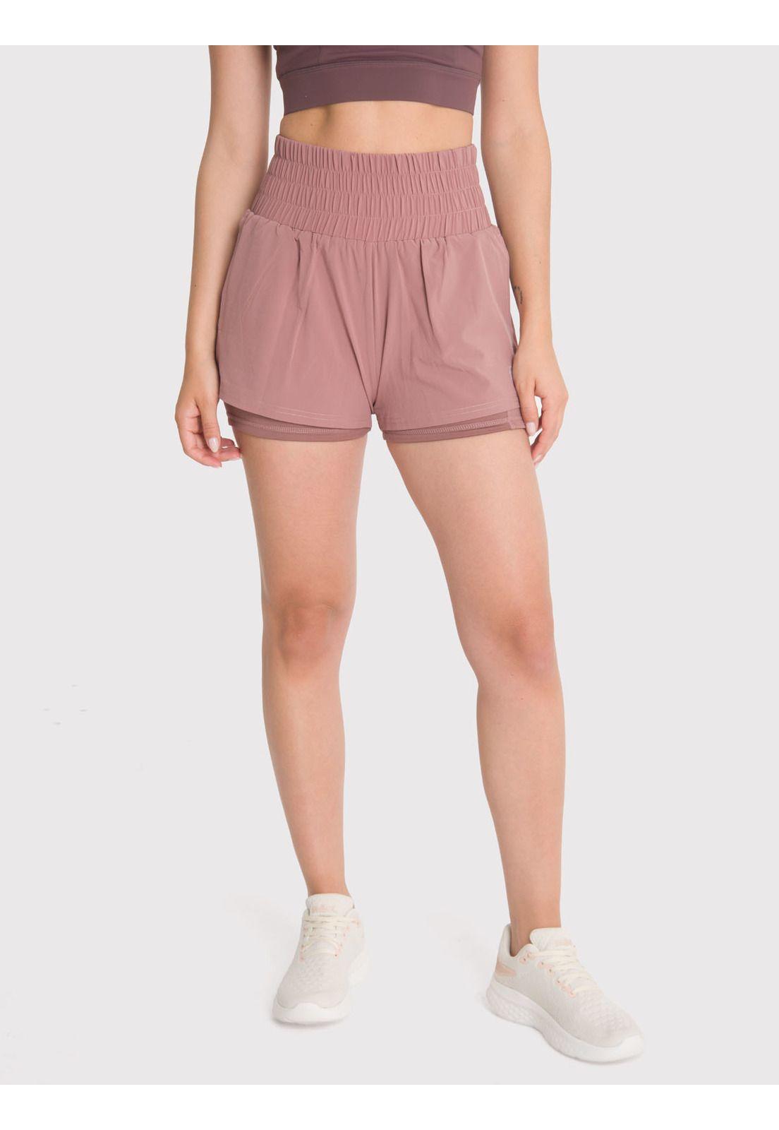 Short con calza Mujer 2 en 1 Active Café-3
