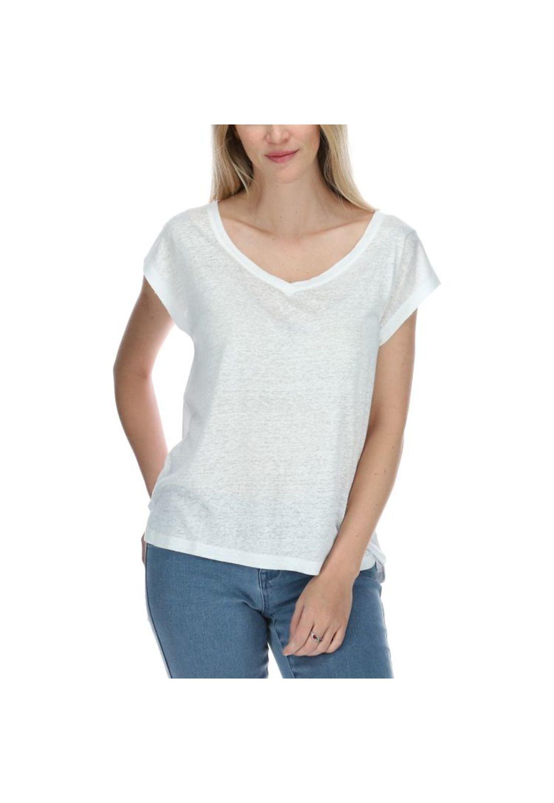 Polera Mc Mujer Linen S/S Knit Top Blanco-0
