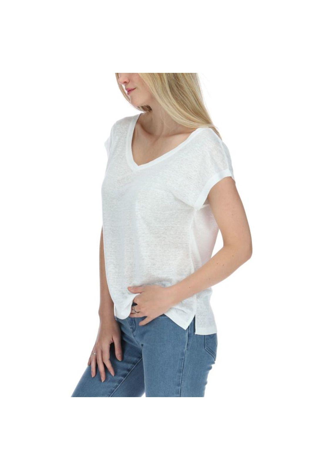 Polera Mc Mujer Linen S/S Knit Top Blanco-1
