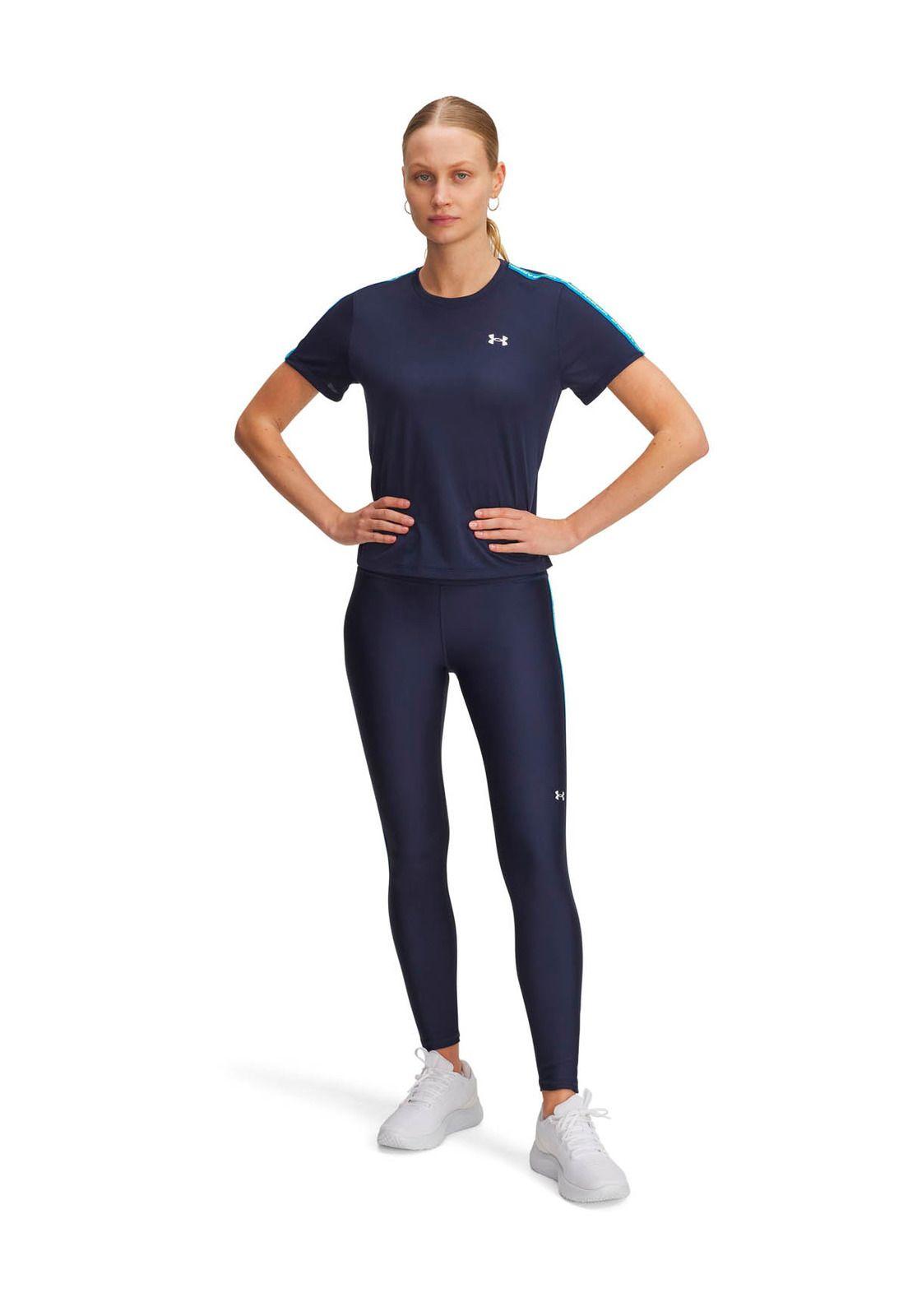 Calza Training para mujer Tech Wordmark Tape azul -3