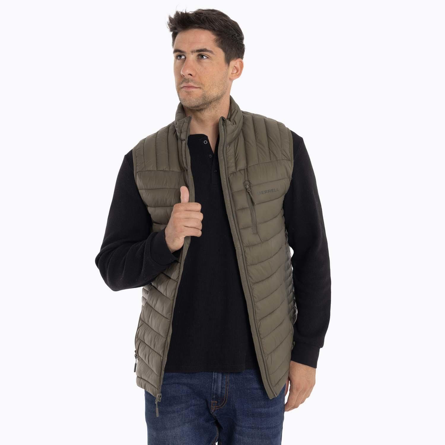 Parka Sin Mangas Hombre Full Zipper Café oscuro Merrell-4