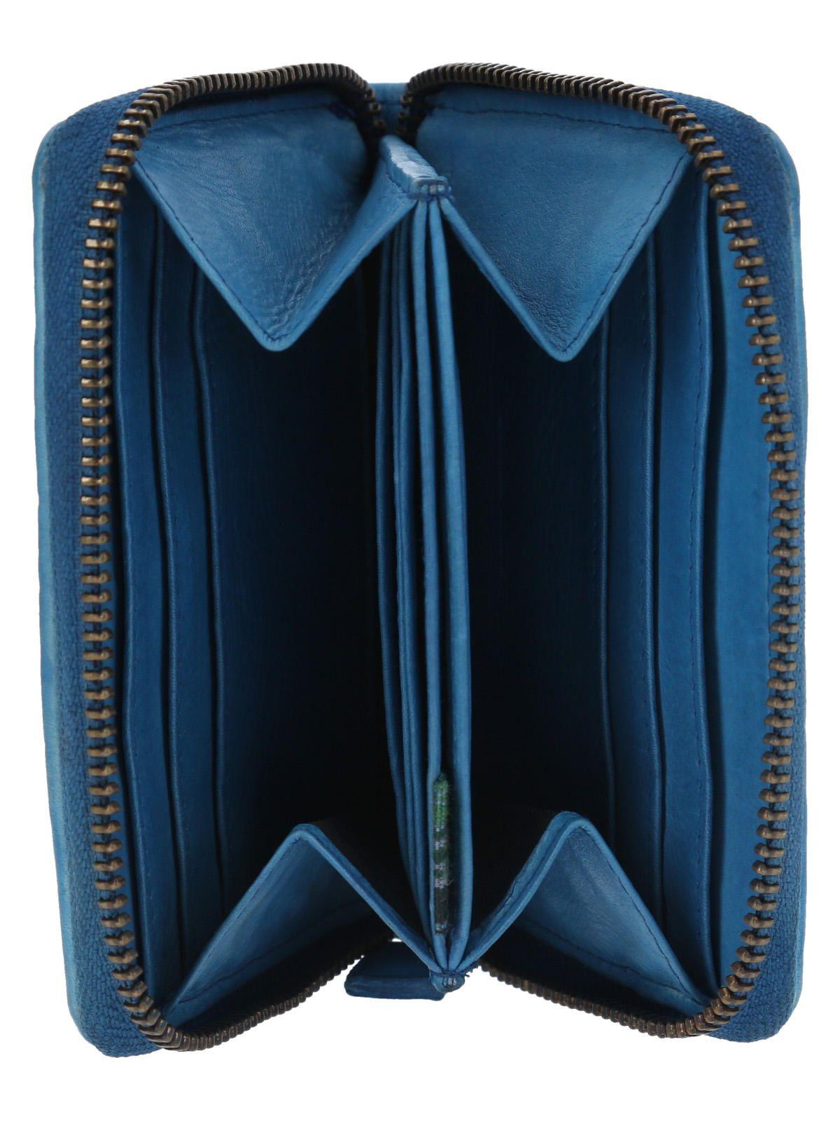 Billetera Cuero Mujer Ws Braid Mini Zip Azul-2