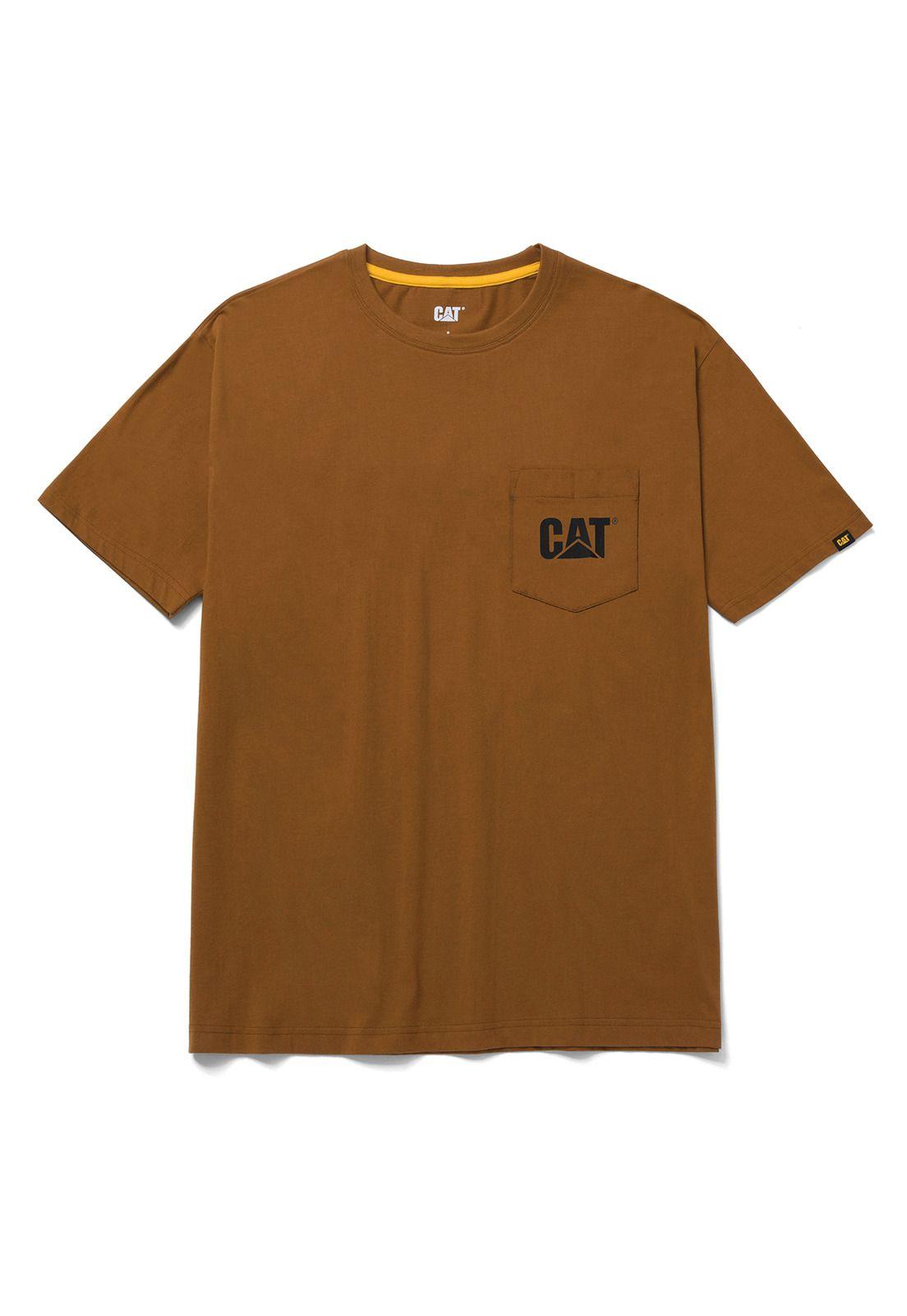 Polera Manga Corta Hombre Logo Pocket Tee Café-0