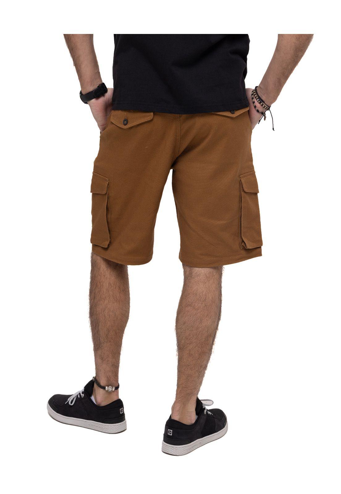 Short Utility Canvas Cargo Café Oscuro Hombre-3