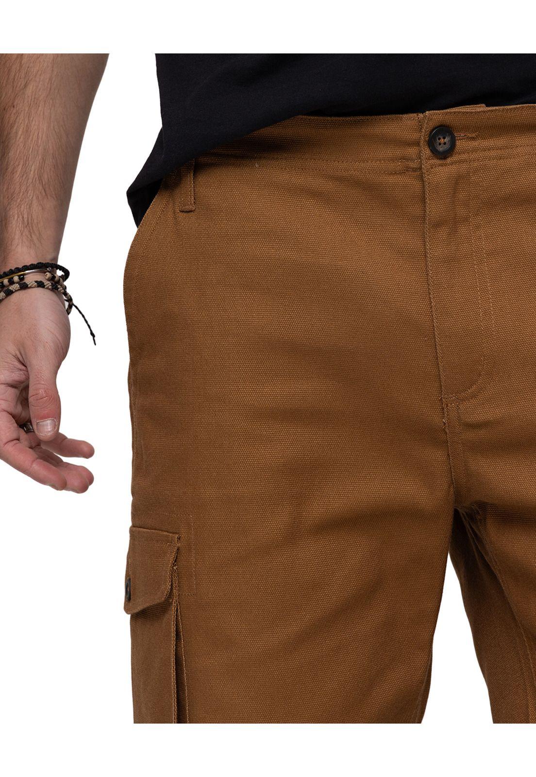 Short Utility Canvas Cargo Café Oscuro Hombre-5