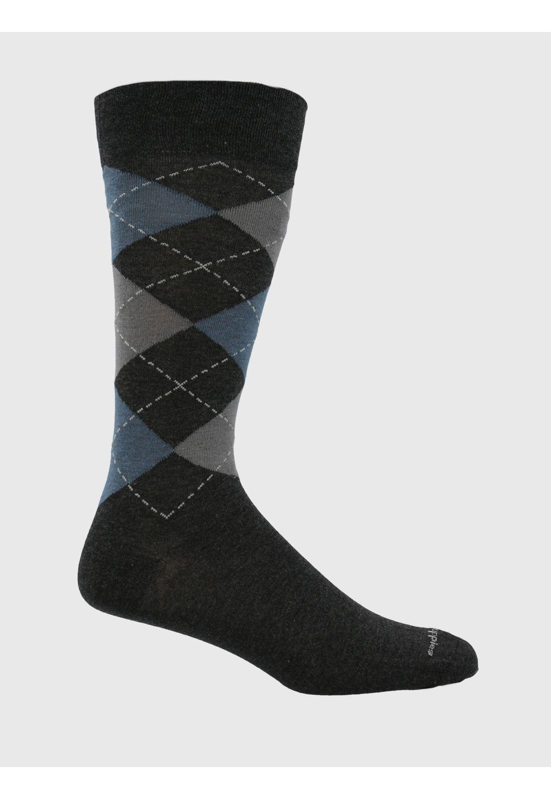 Calcetin Gris Cuff Argyle Hombre-0