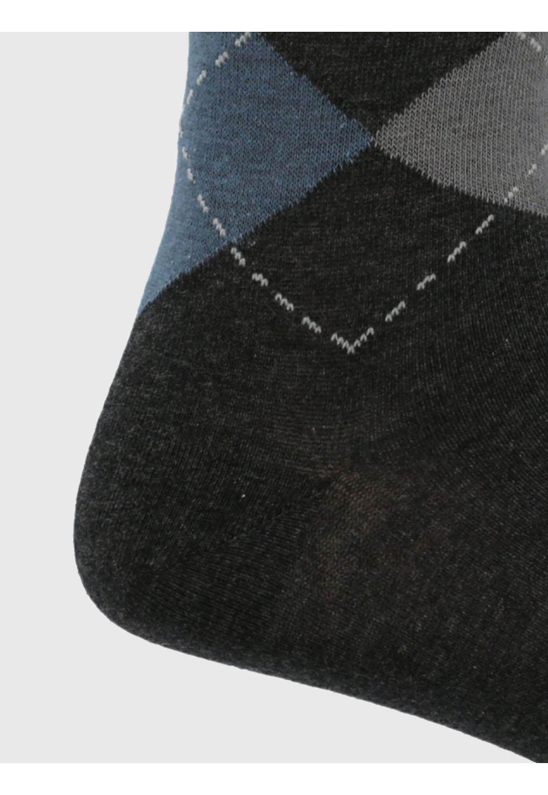 Calcetin Gris Cuff Argyle Hombre-1
