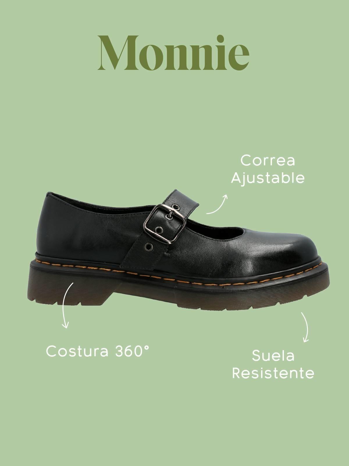 Guillermina Escolar Cuero Negra Niña Moon-1