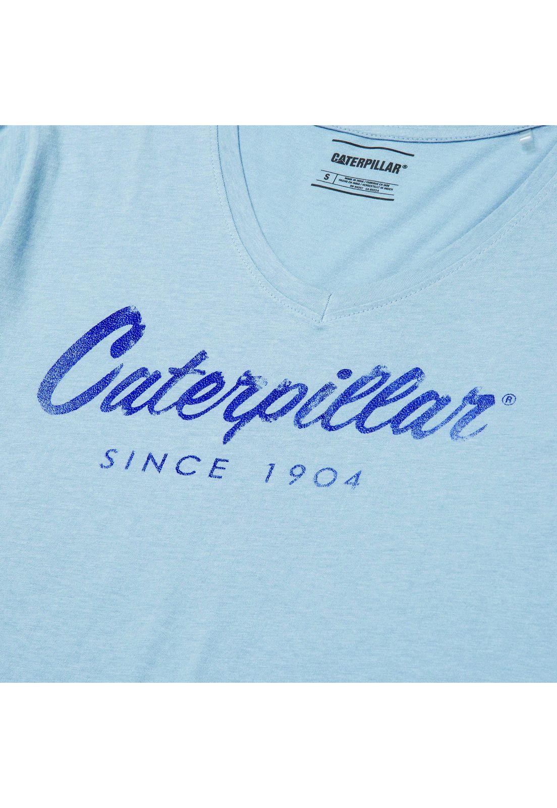 Polera M/C Script V Neck Te Azul Mujer-1