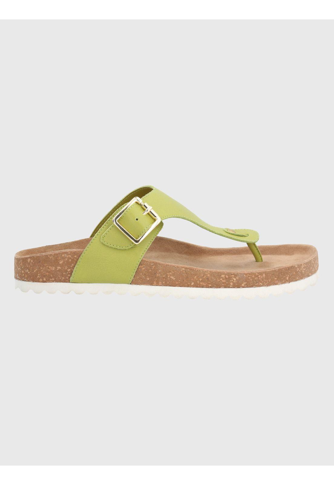Sandalia Cuero Verde Limón  Mujer Davos -1