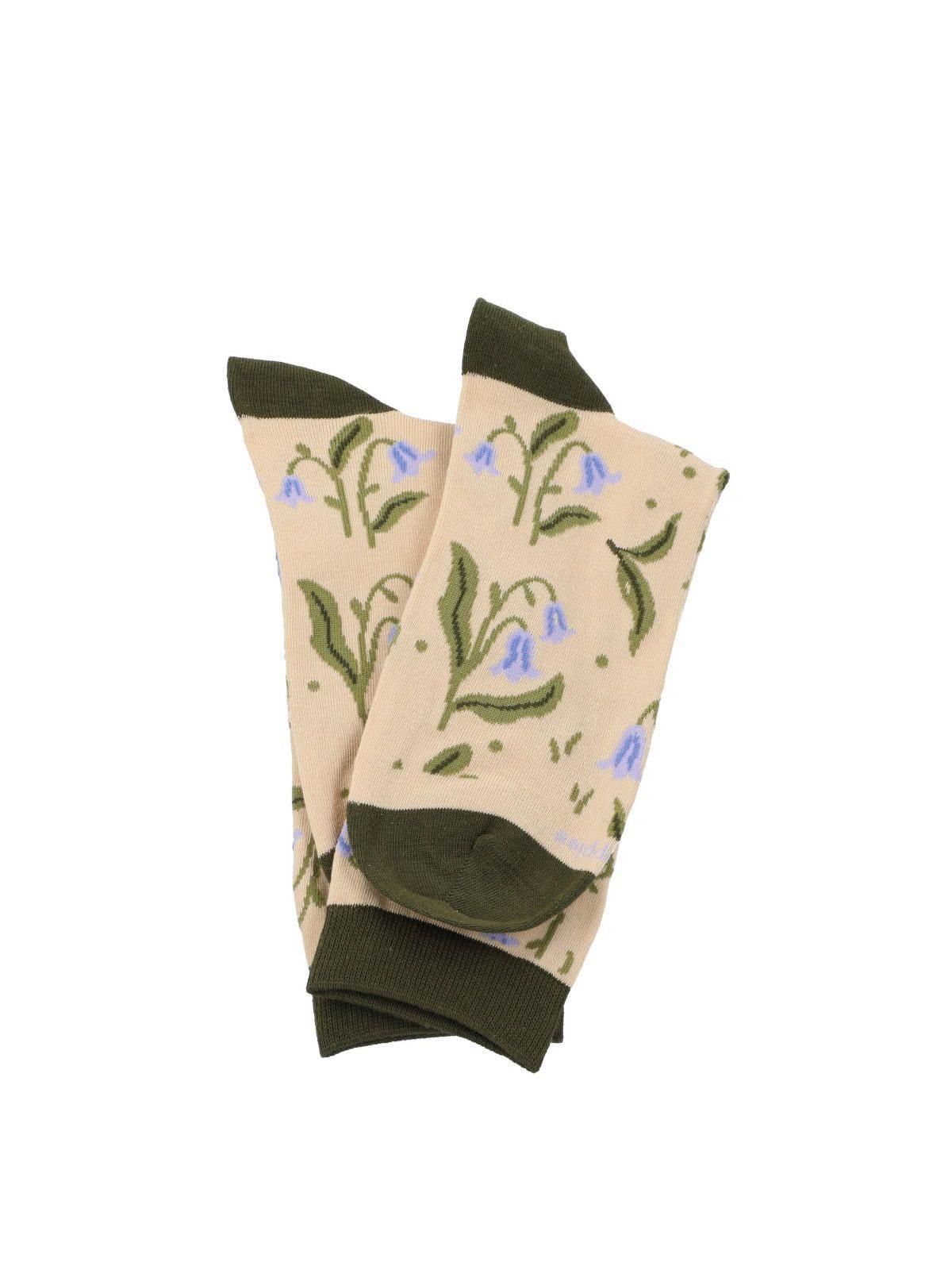 Calcetín Algodón Mujer C Flower Crema-2