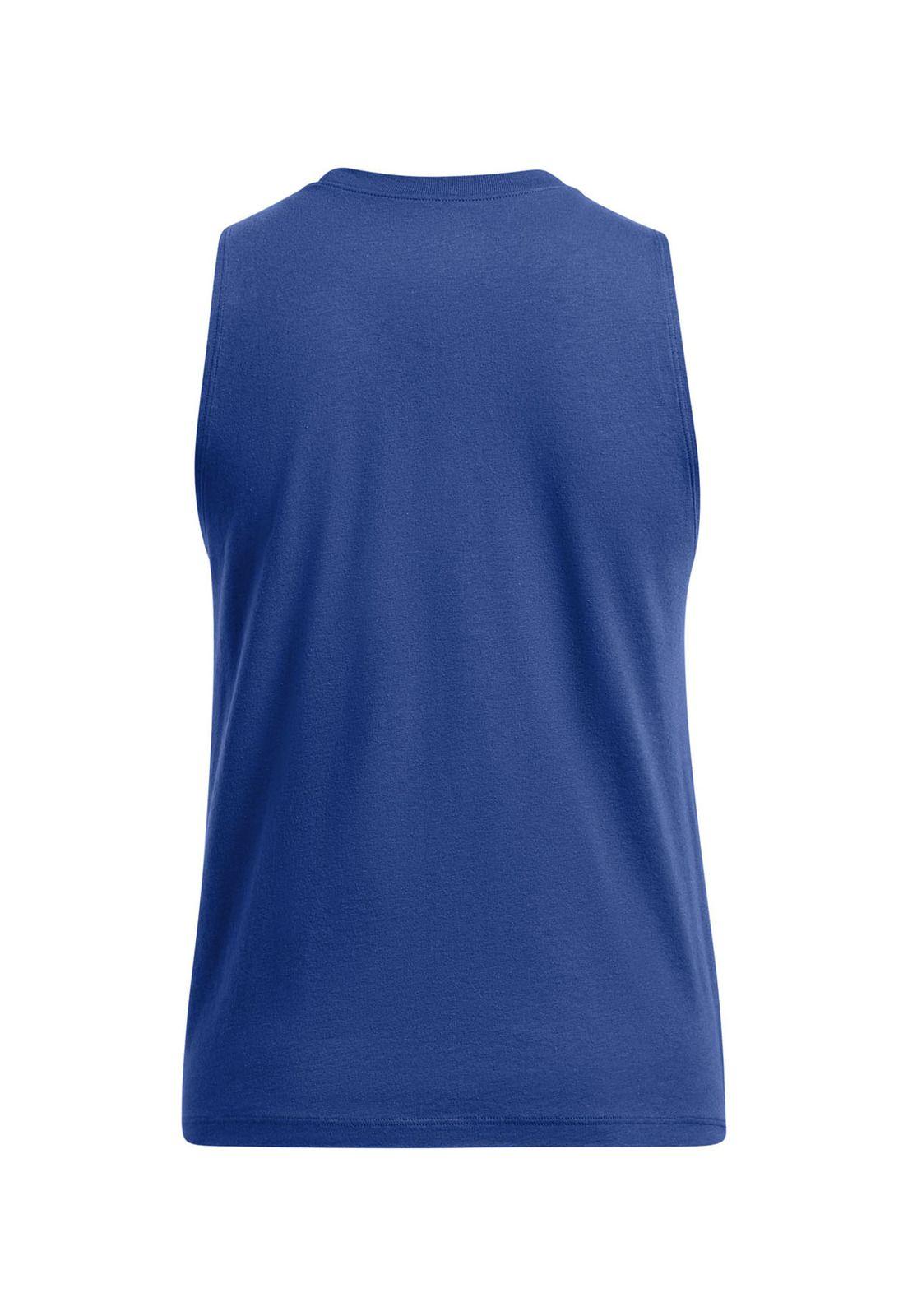 Polera sin mangas UA Rival para mujer Azul-1