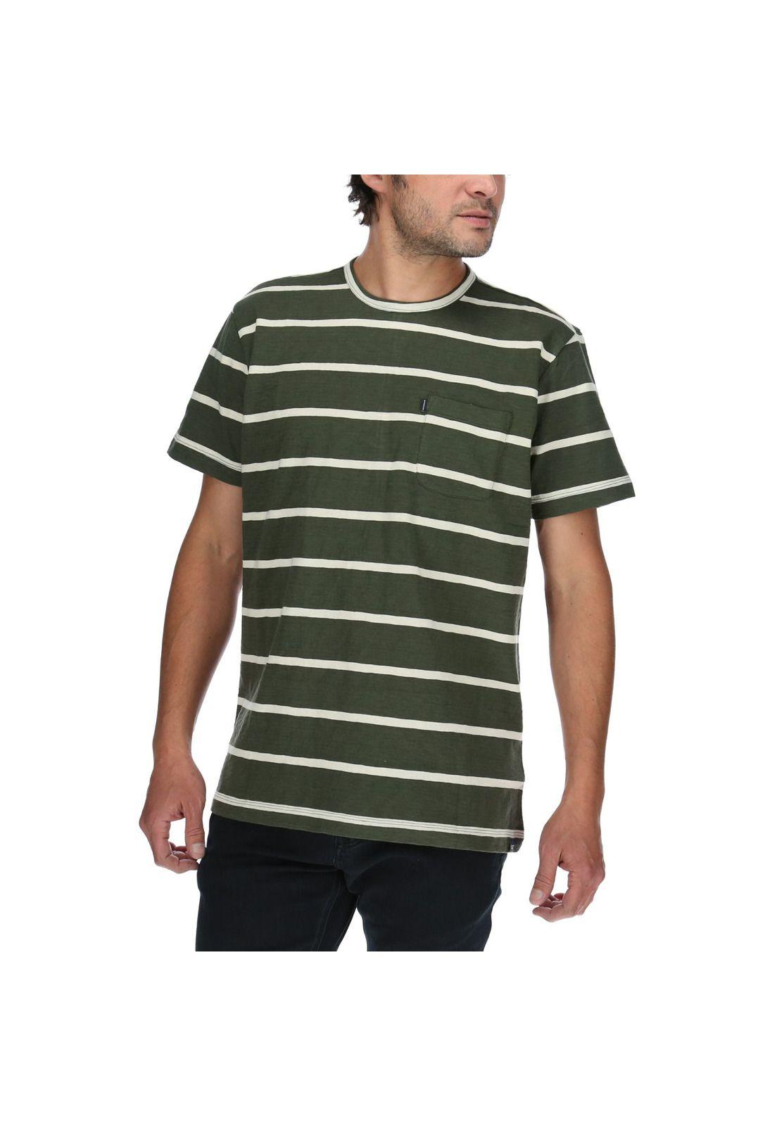 Polera Mc Hombre Stripe Slub S/S Tee Verde-0