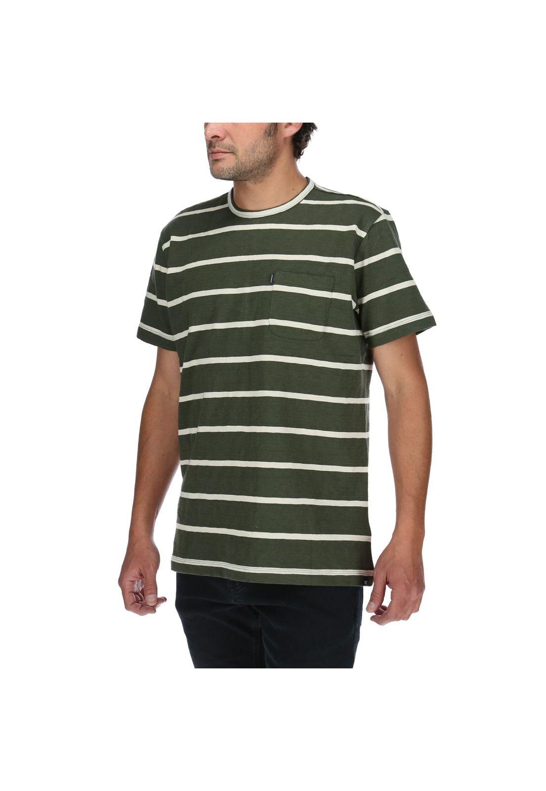 Polera Mc Hombre Stripe Slub S/S Tee Verde-1