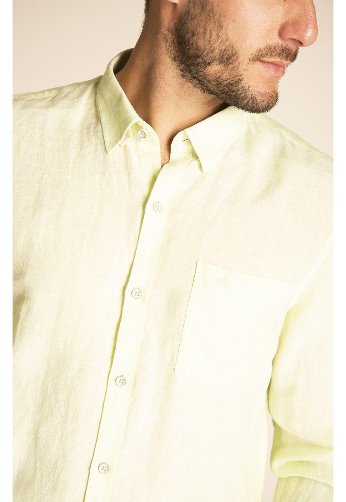 Camisa Lino Orgánico Hombre Linen Verde-3