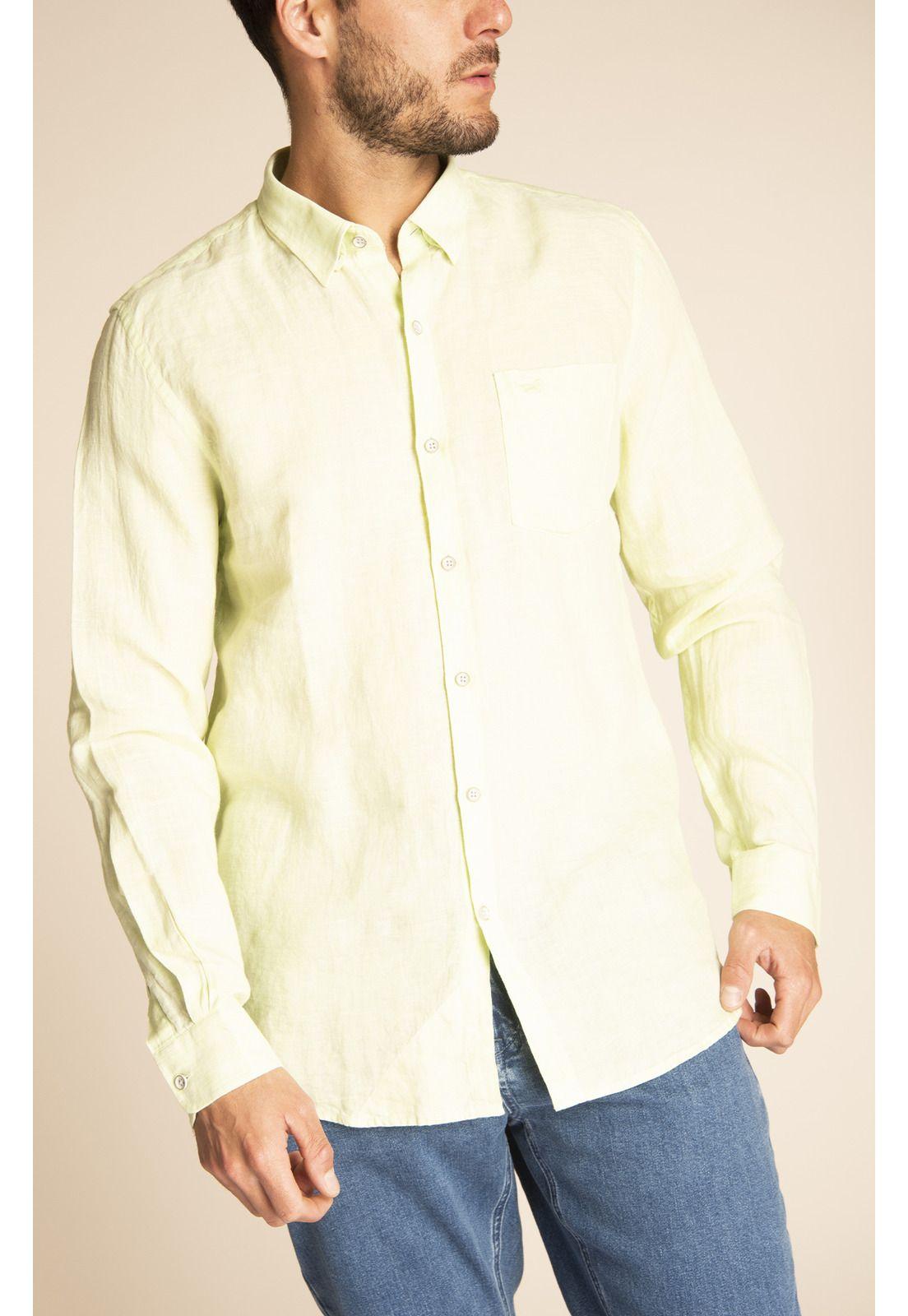 Camisa Lino Orgánico Hombre Linen Verde-5