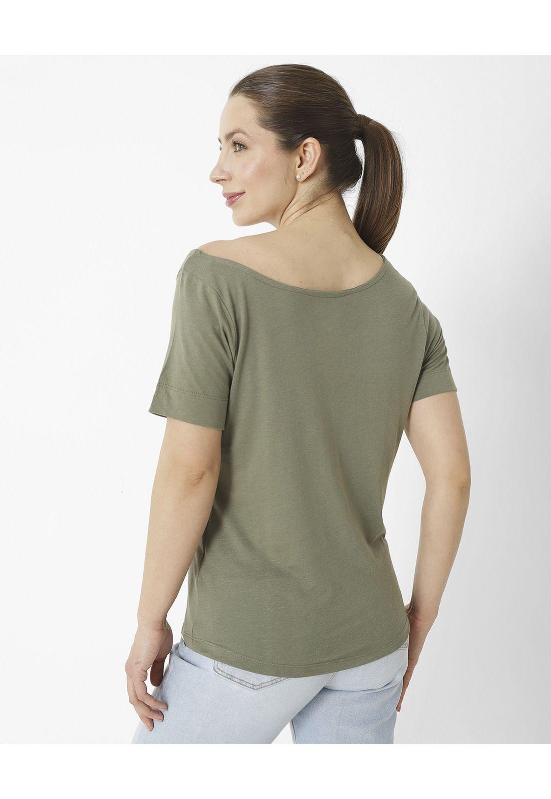 Polera M/C W Off The Shoulder T Verde Oscuro Mujer-1
