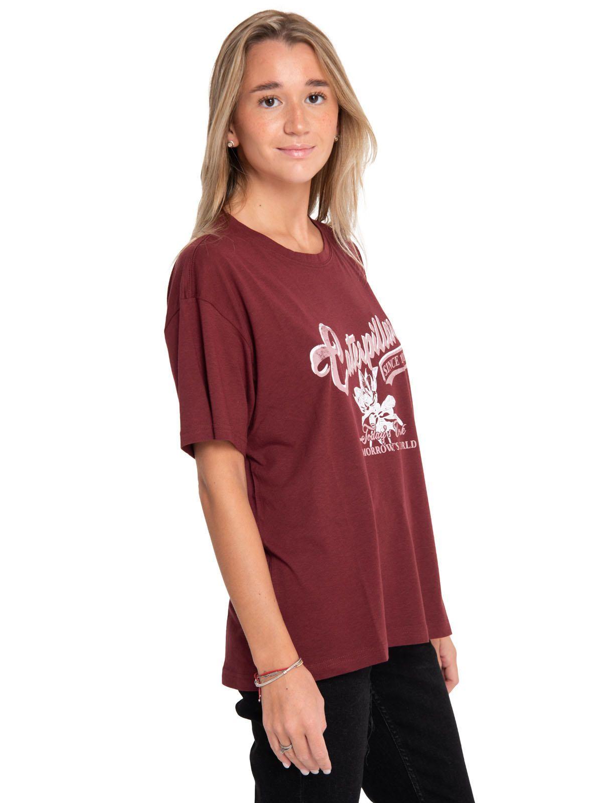 Polera Manga Corta Mujer Oversized Graphic Rojo-1