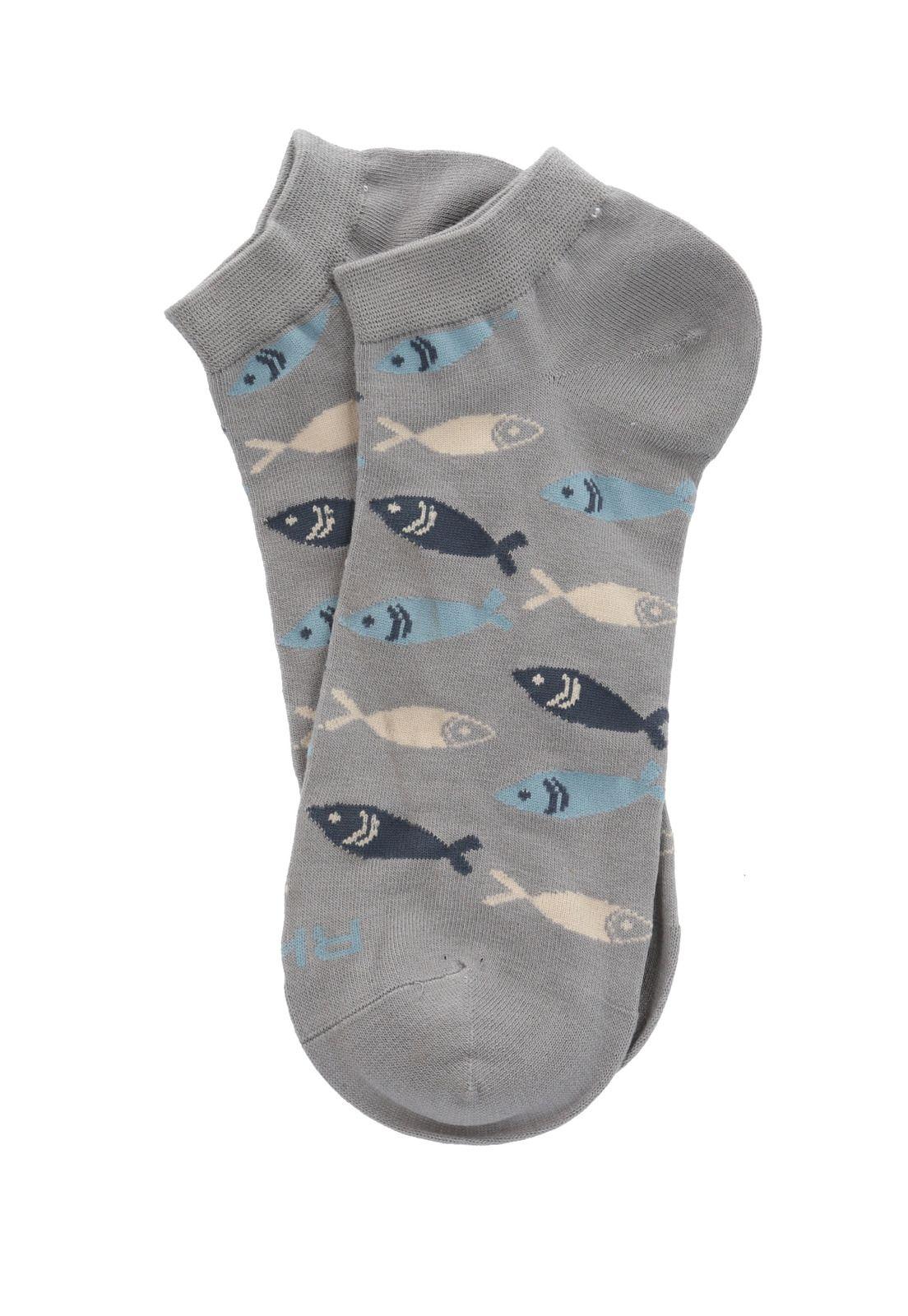 Calcetín Bambú Hombre Ped Fishes Gris-2