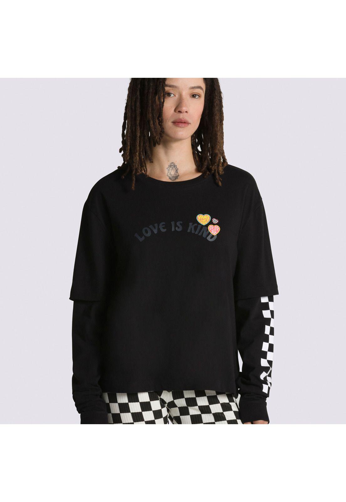 Polera Manga Larga Love Is Kind Twofer Negro Mujer-0