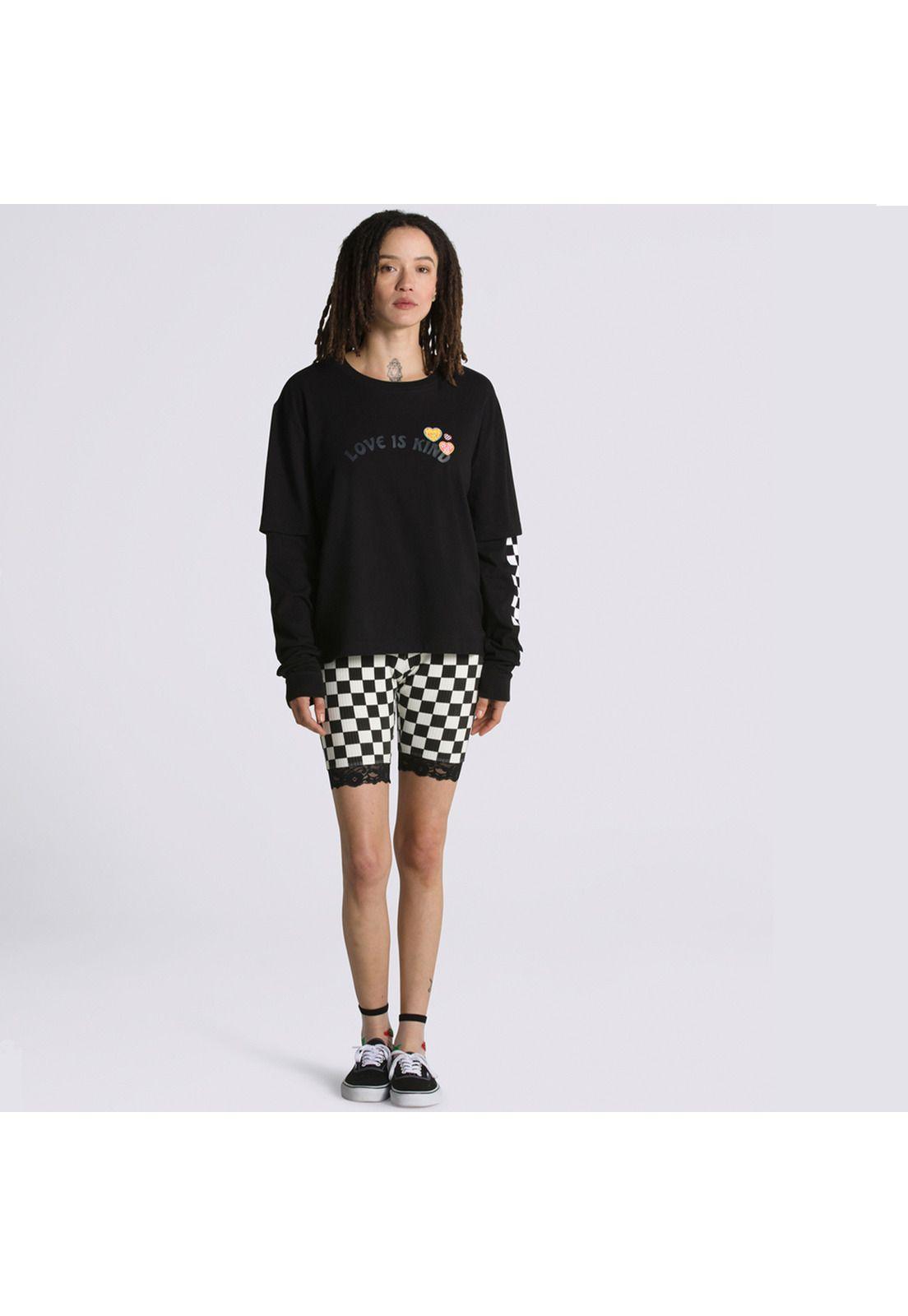 Polera Manga Larga Love Is Kind Twofer Negro Mujer-3