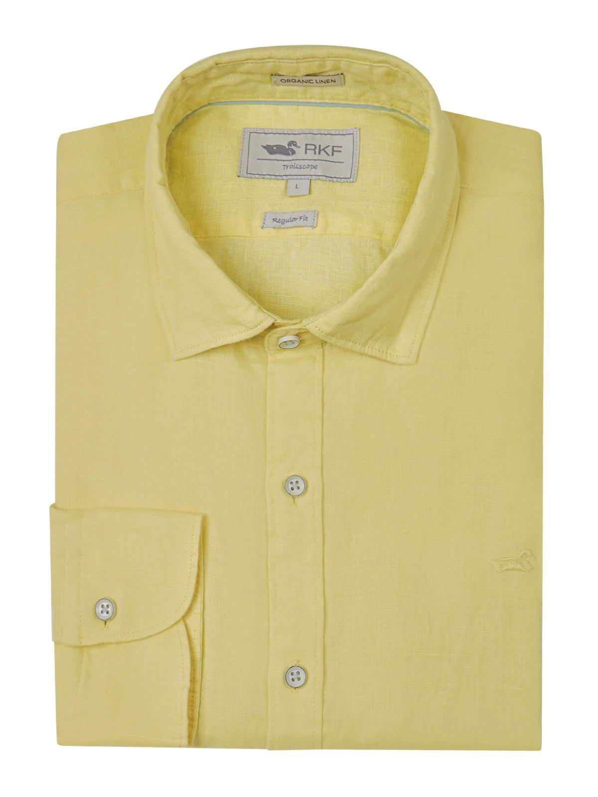 Camisa Lino Orgánico Amarillo Linensol Hombre -4