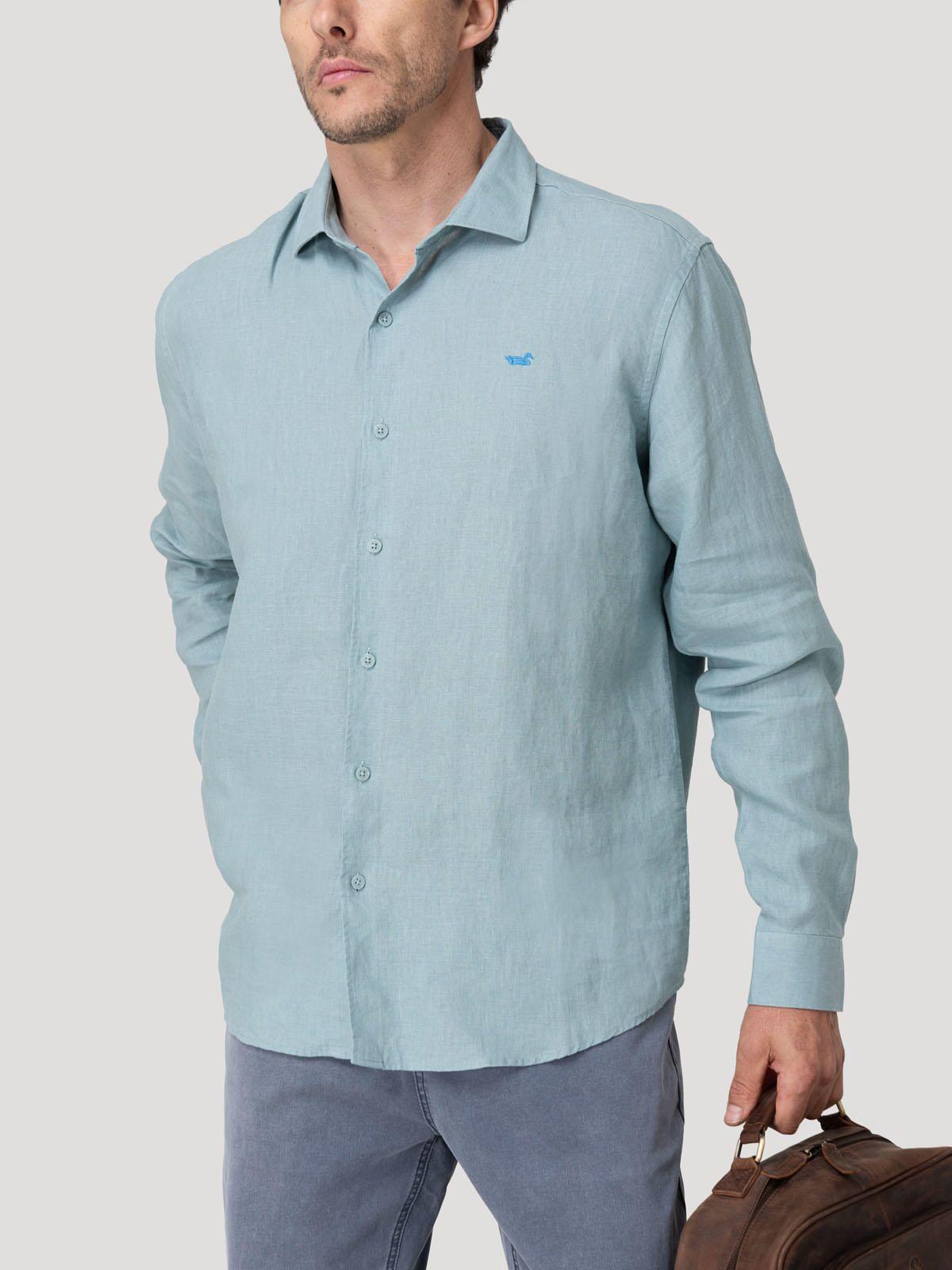 Camisa Lino Orgánico Hombre Linenit Verde-4