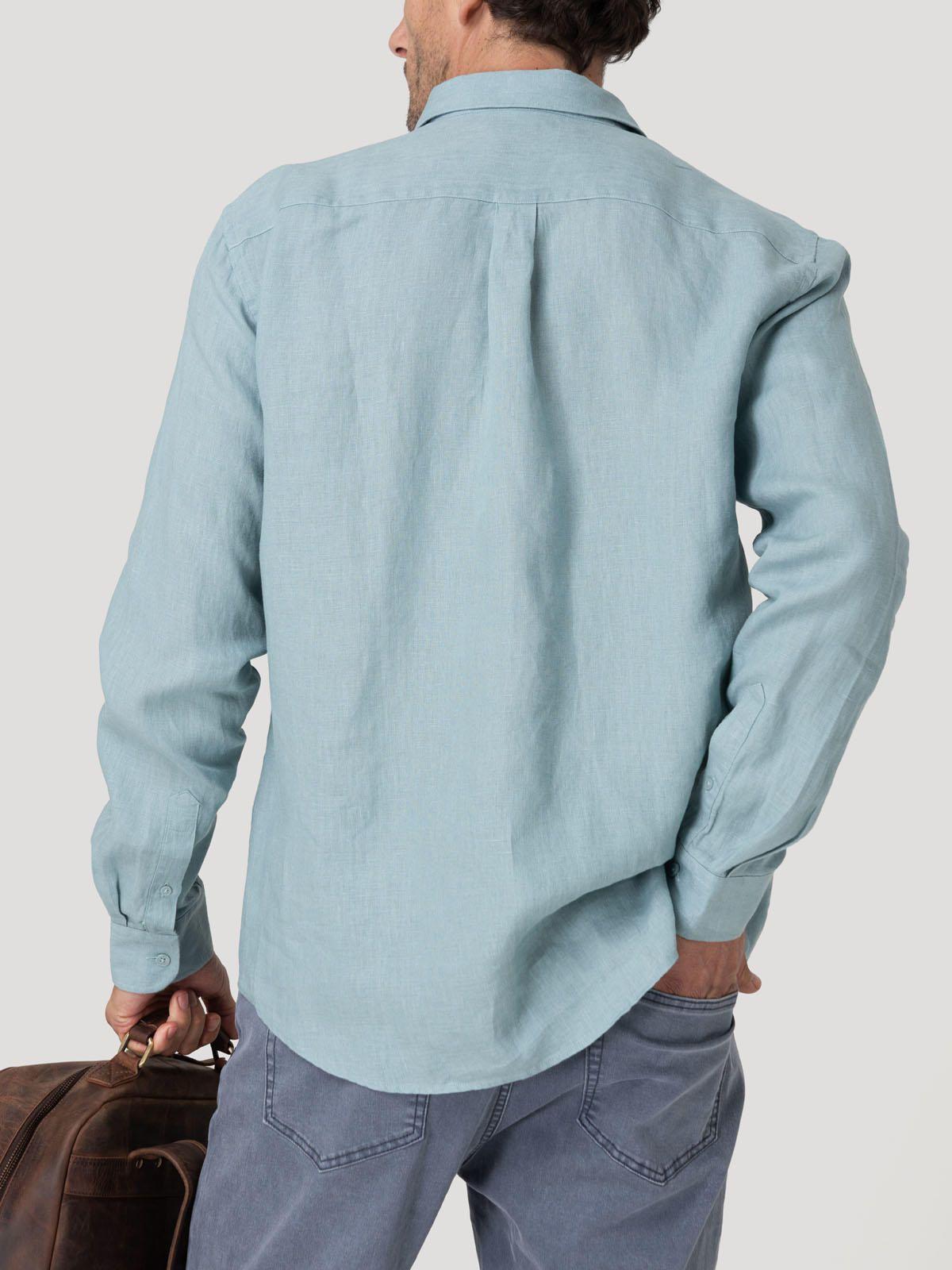 Camisa Lino Orgánico Hombre Linenit Verde-5