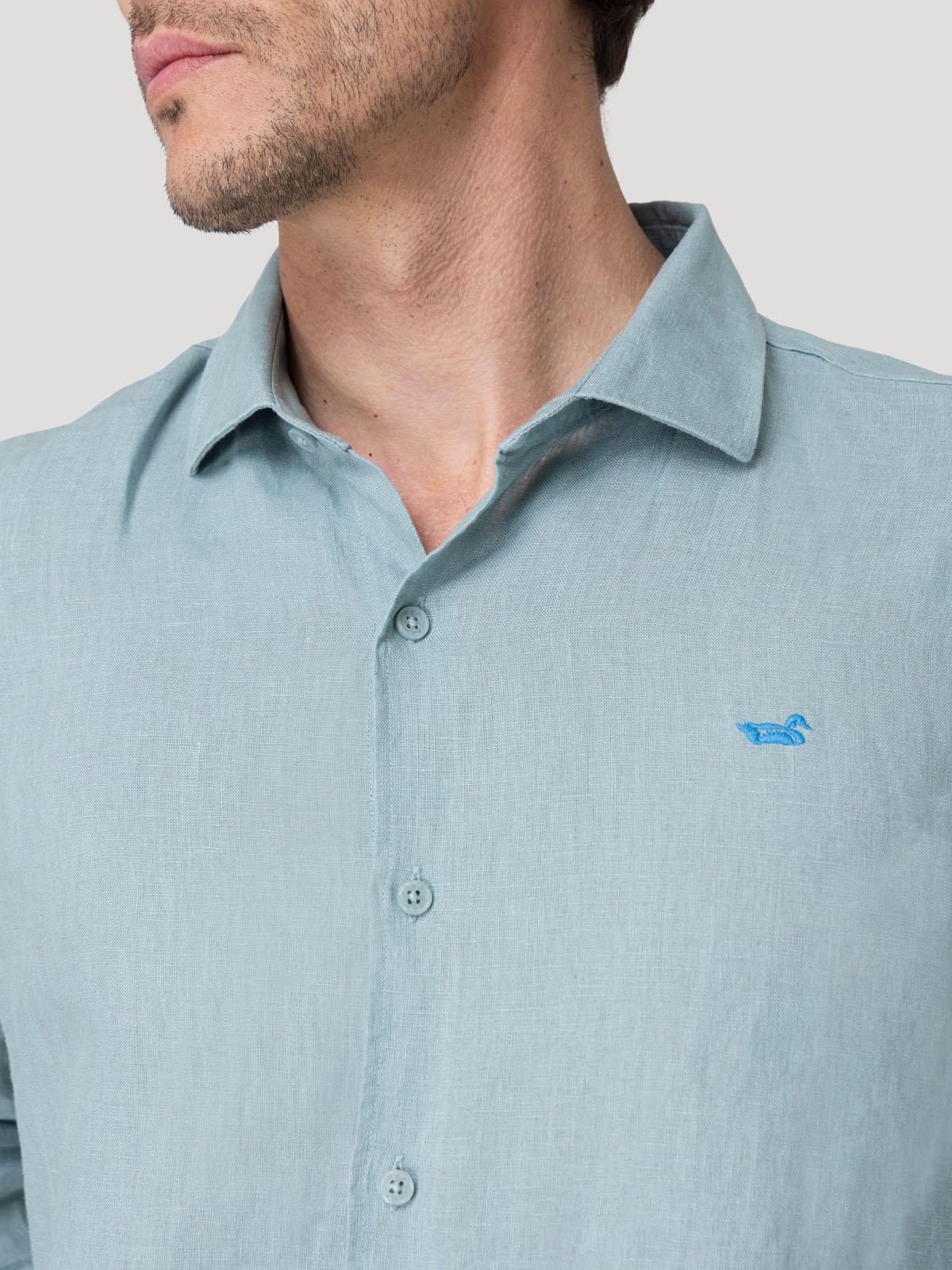 Camisa Lino Orgánico Hombre Linenit Verde-6