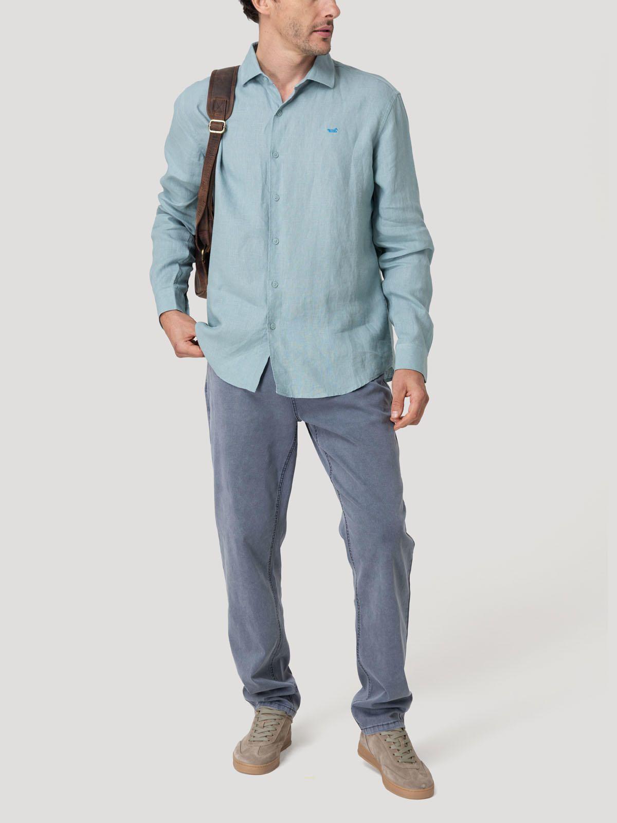 Camisa Lino Orgánico Hombre Linenit Verde-7