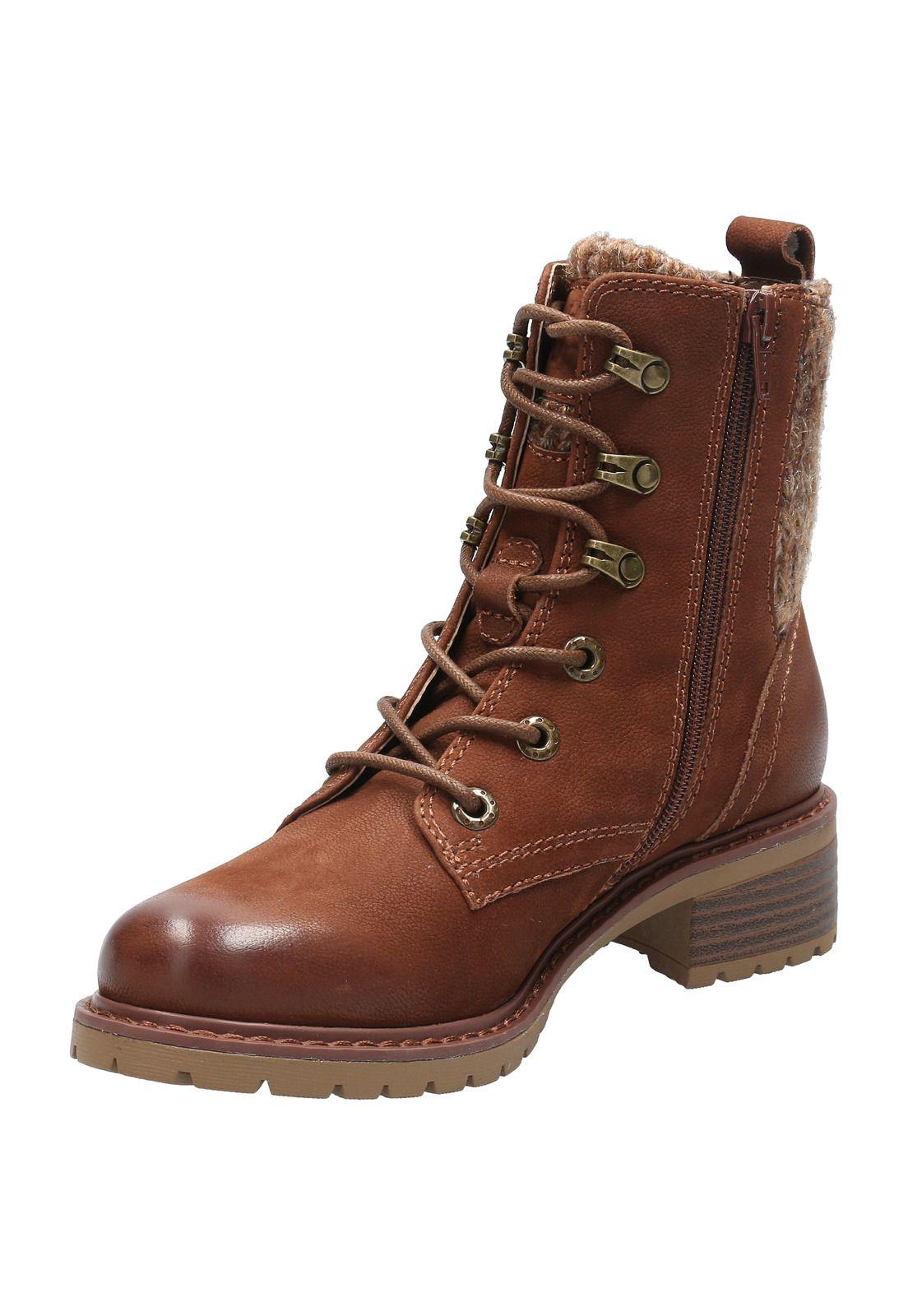 Botin Cuero Mujer Cai Café-4