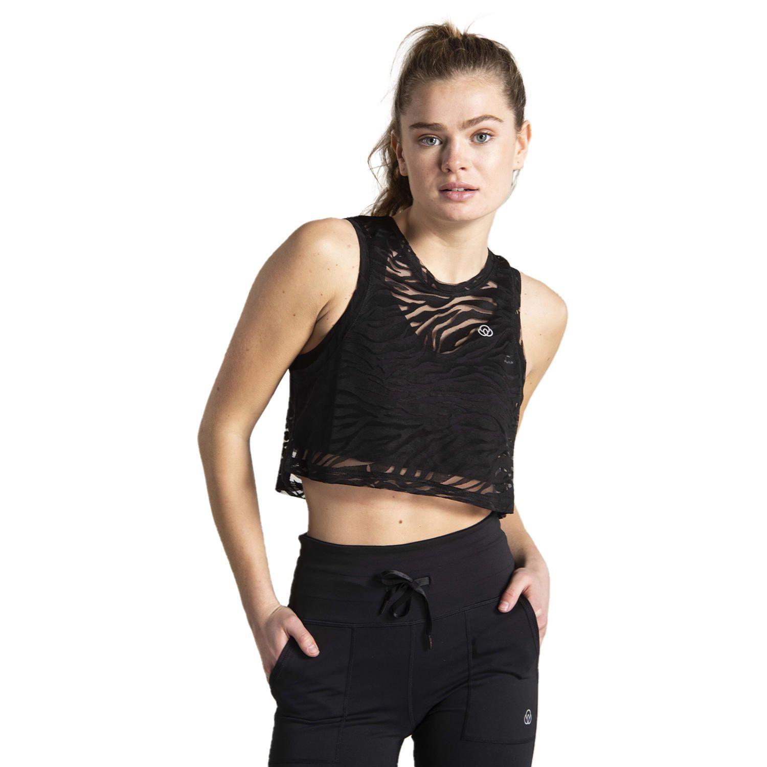 Polera Sin Mangas Mujer Zebra Crop Tank Negro-0