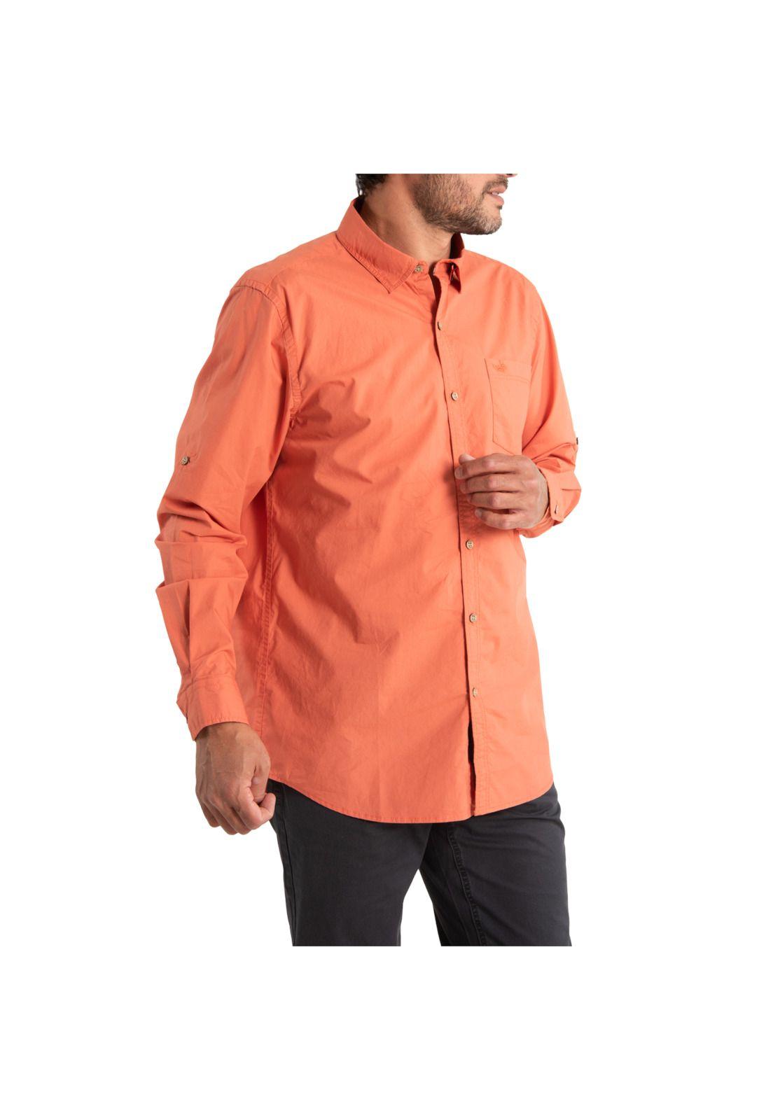 Camisa Hombre Algodón Orgánico Galiton Naranjo-0