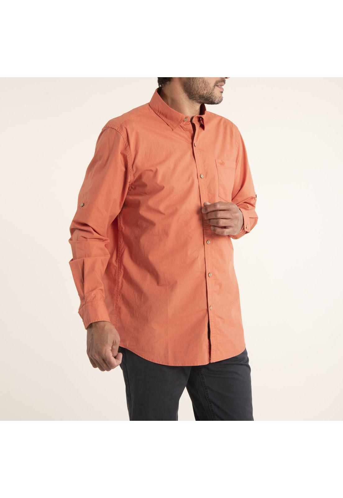 Camisa Hombre Algodón Orgánico Galiton Naranjo-1