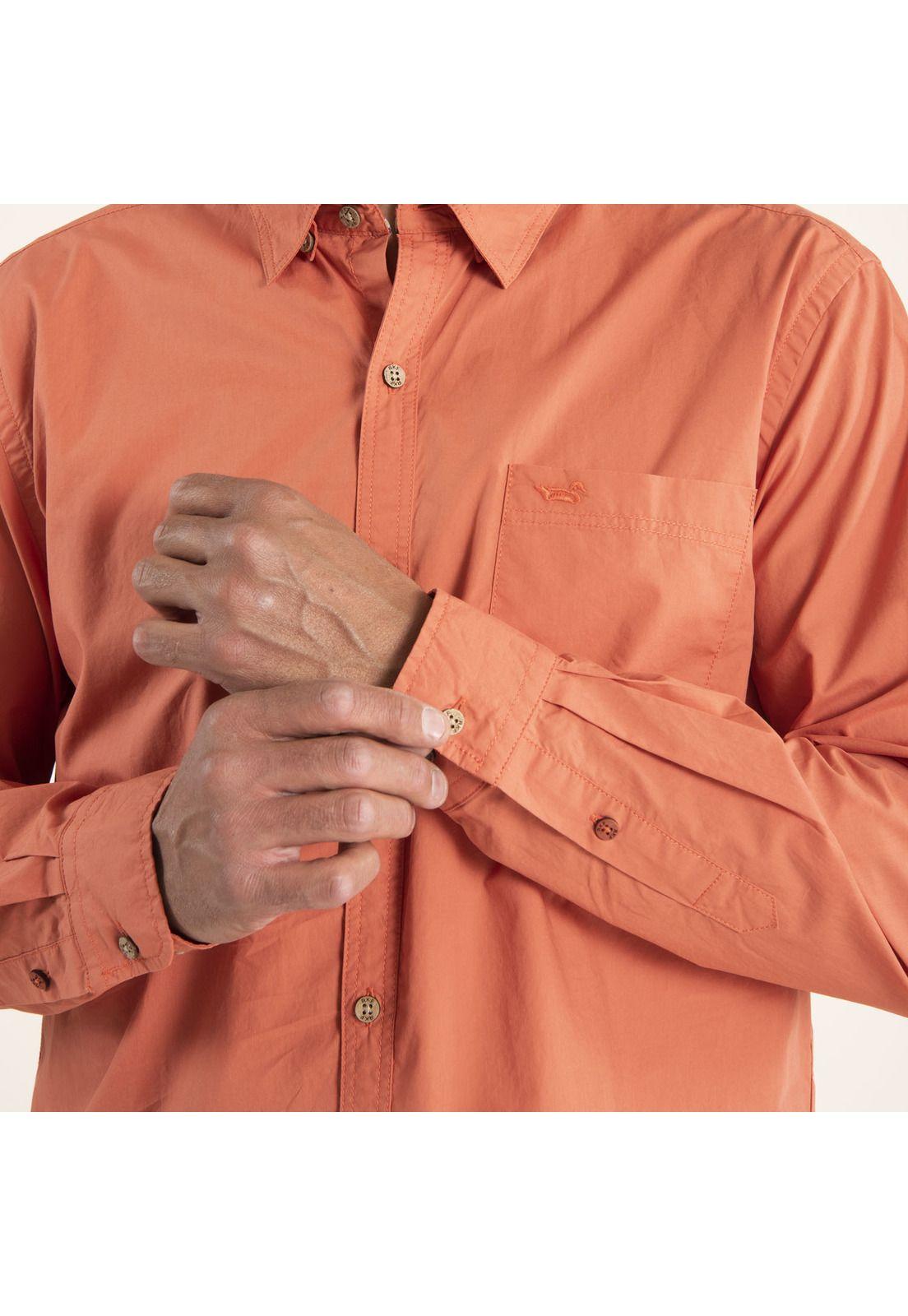 Camisa Hombre Algodón Orgánico Galiton Naranjo-3